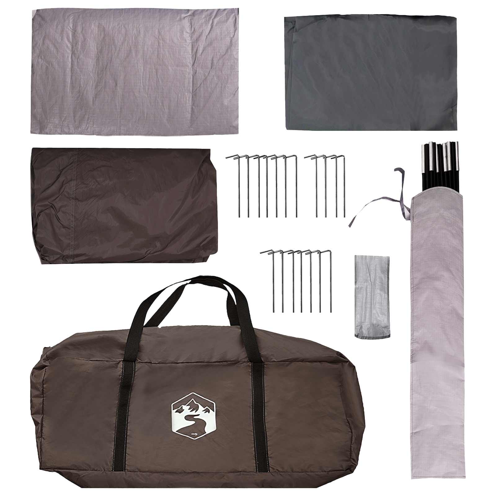 Tenda Familiare 16 persona Marrone Grigio Poliestere e Acciaio
