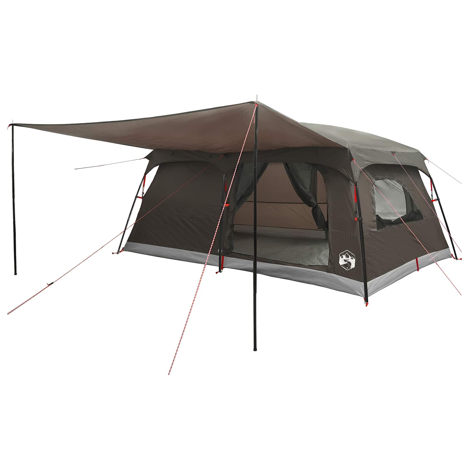 Tenda Familiare 16 persona Marrone Grigio Poliestere e Acciaio