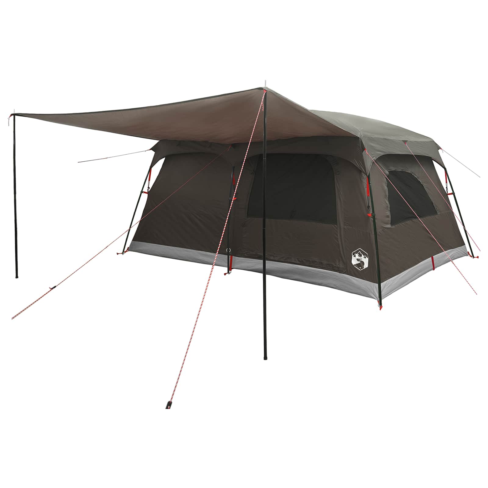 Tenda Familiare 16 persona Marrone Grigio Poliestere e Acciaio