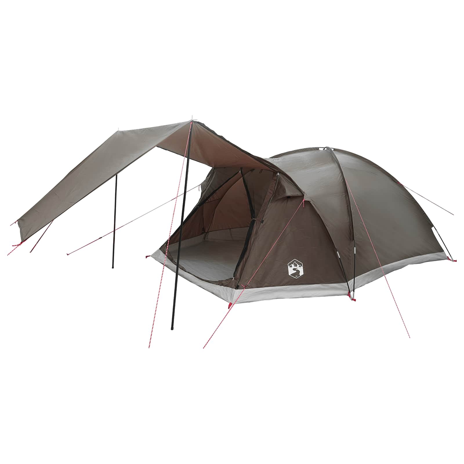 Tenda Capanna 6 persona Marrone grigio Poliestere e Acciaio