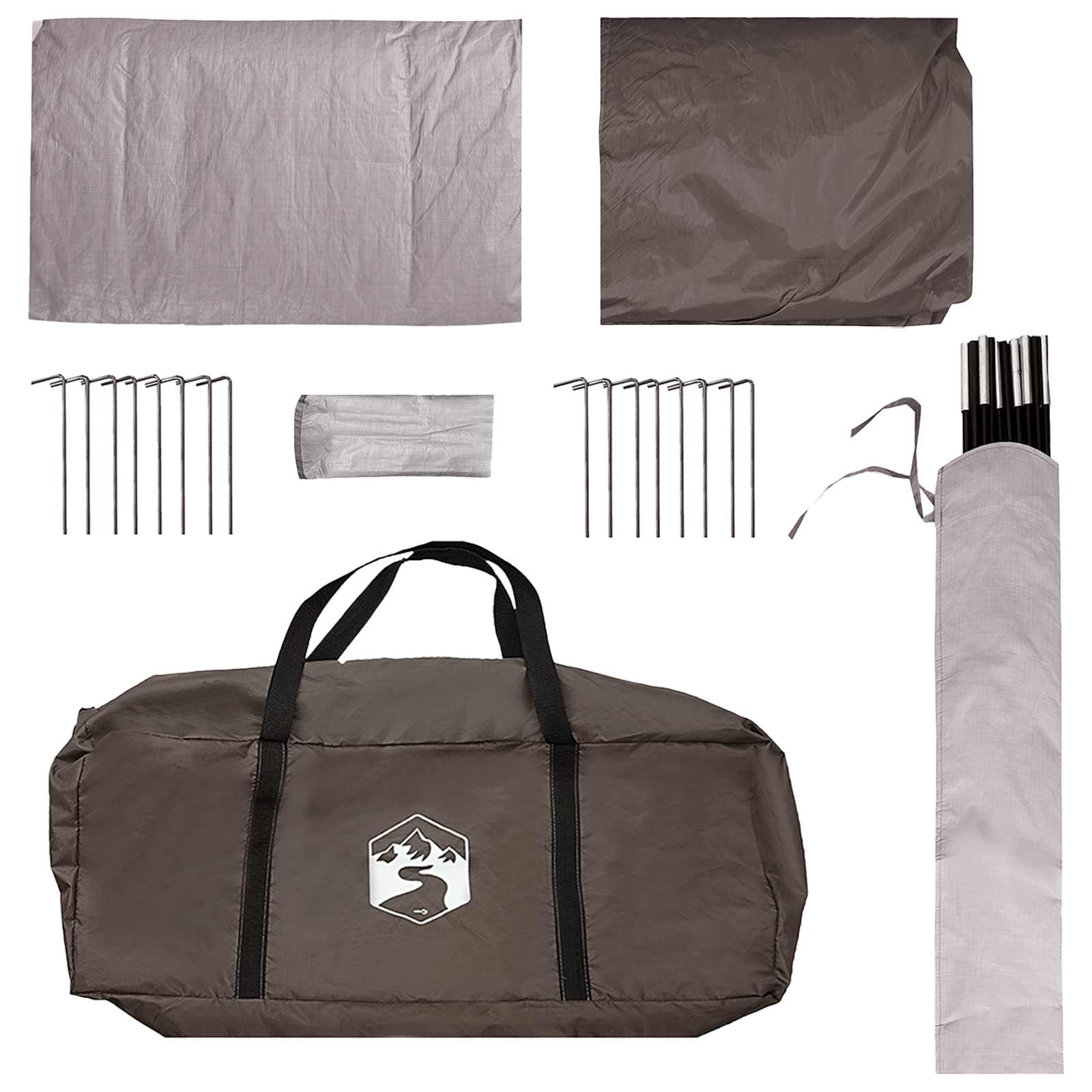 Tenda Capanna 6 persona Marrone grigio Poliestere e Acciaio