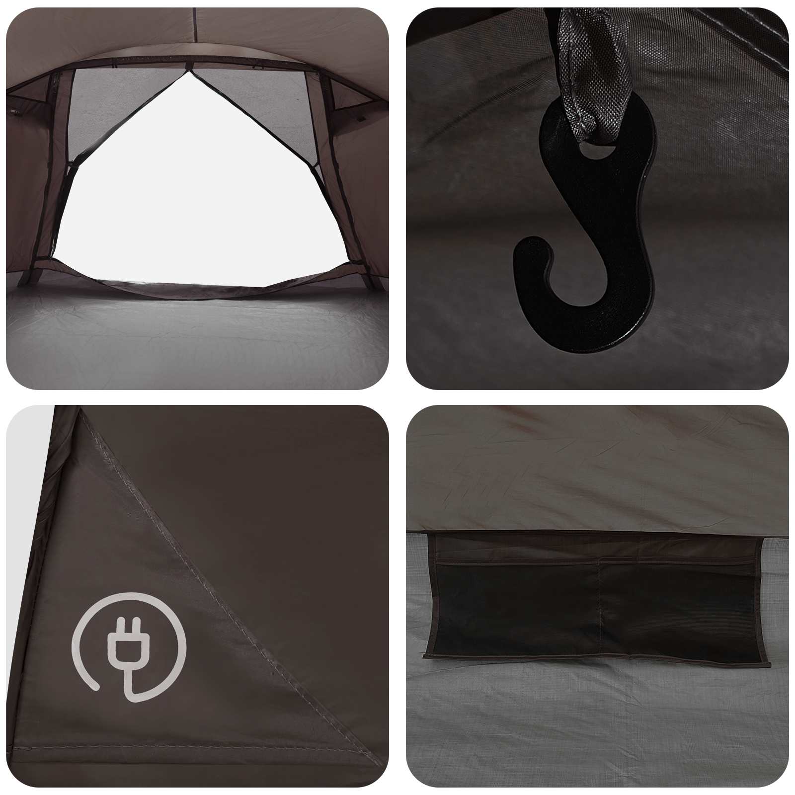 Tenda Capanna 8 persona Marrone grigio Poliestere e Acciaio