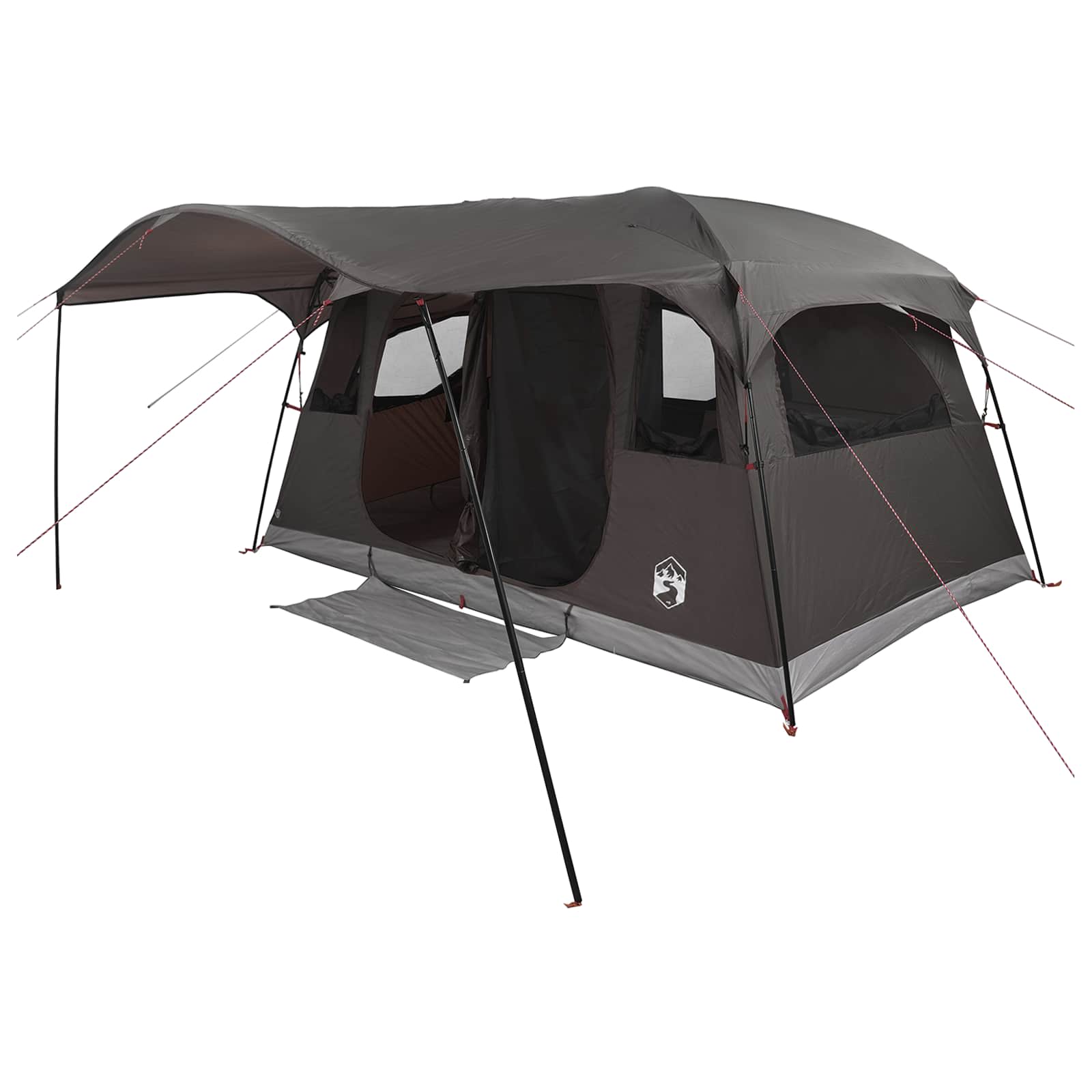 Tenda a tunnel 6 persona Marrone Grigio Poliestere e Acciaio