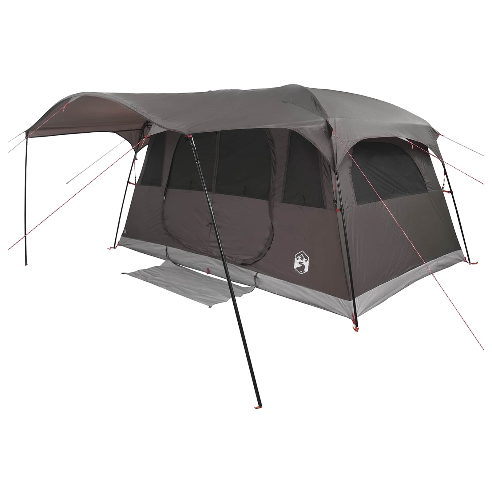 Tenda a tunnel 6 persona Marrone Grigio Poliestere e Acciaio