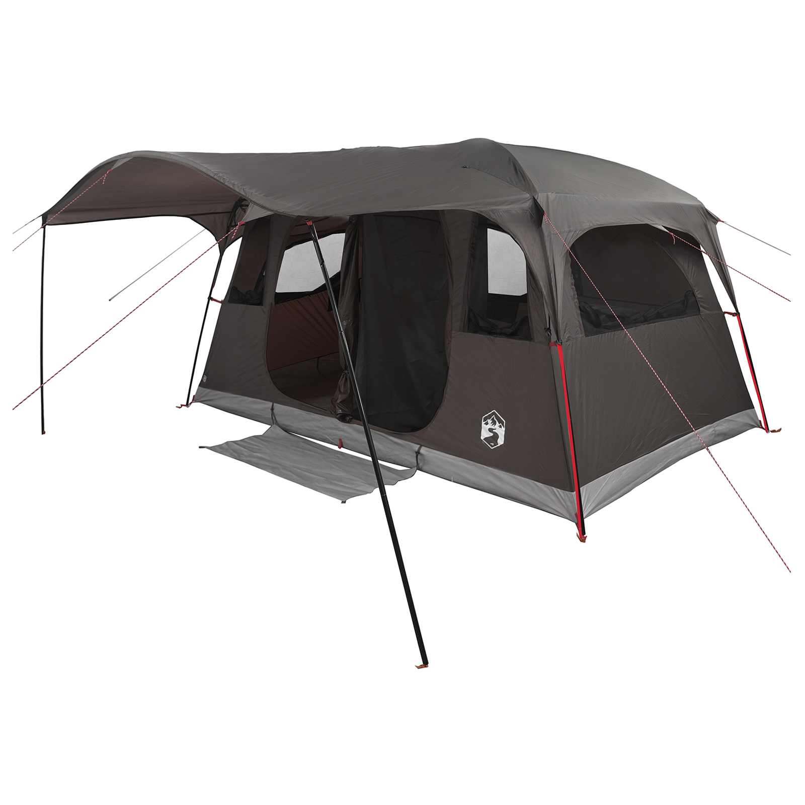 Tenda a tunnel 10 persona Marrone Grigio Poliestere e Acciaio