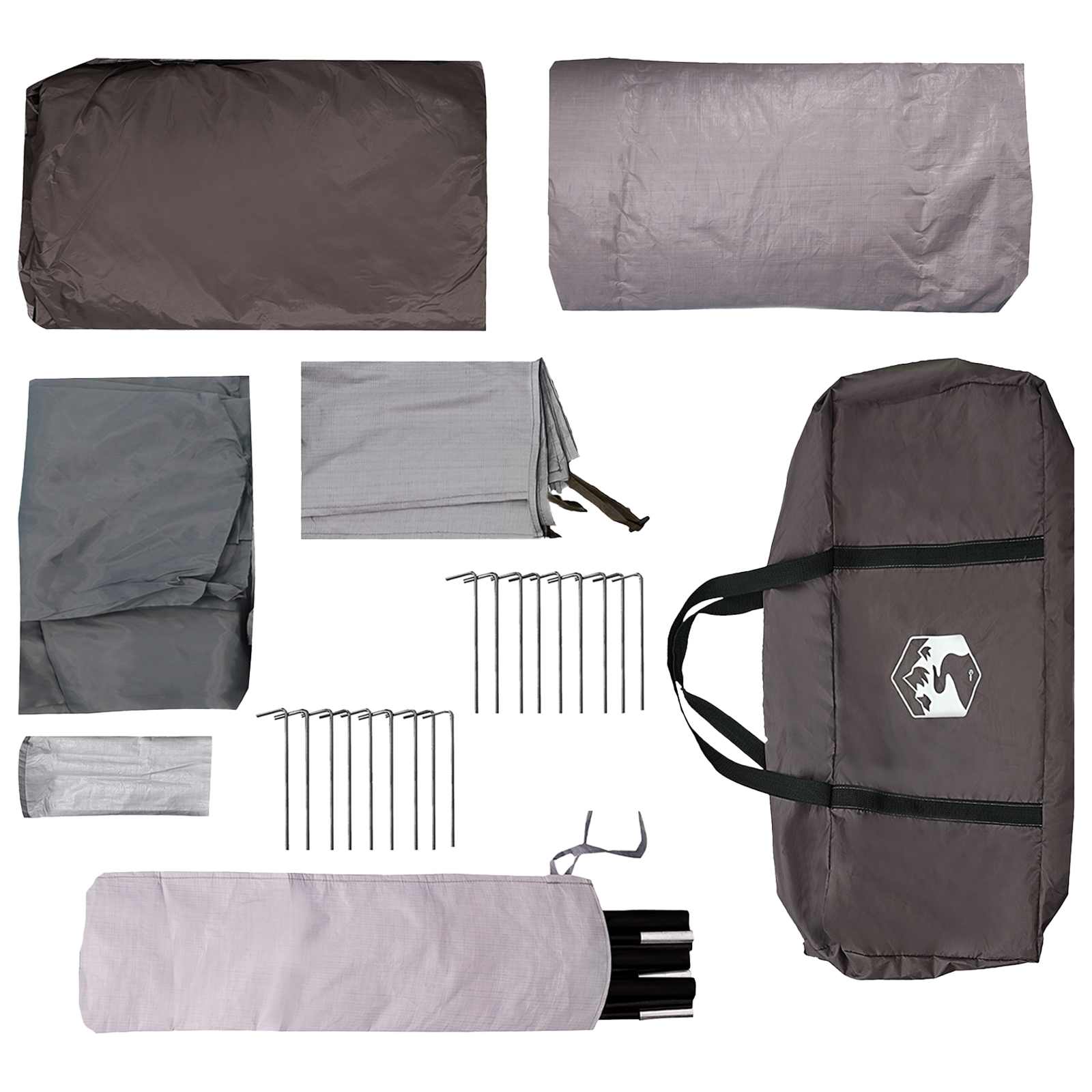 Tenda a tunnel 10 persona Marrone Grigio Poliestere e Acciaio