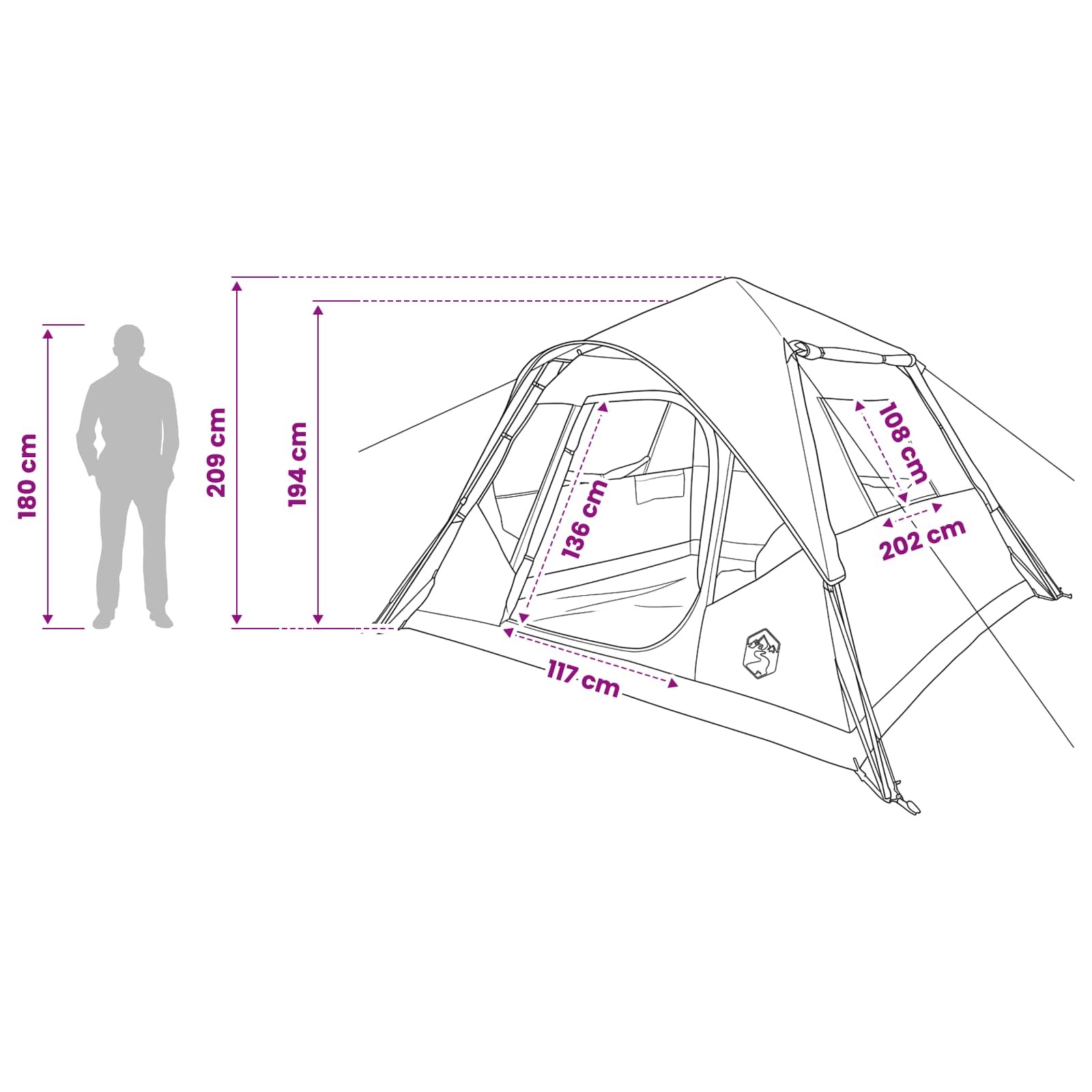 Tenda Istantanea Verde Oliva 305 x 275 x 190 cm
