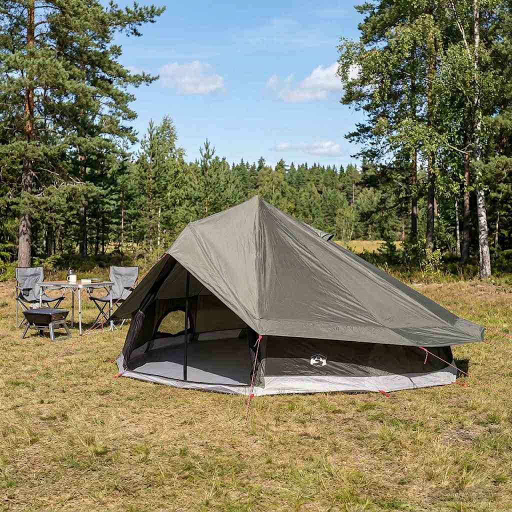 Tenda Tipi 20 persona Marrone Grigio Poliestere e Acciaio