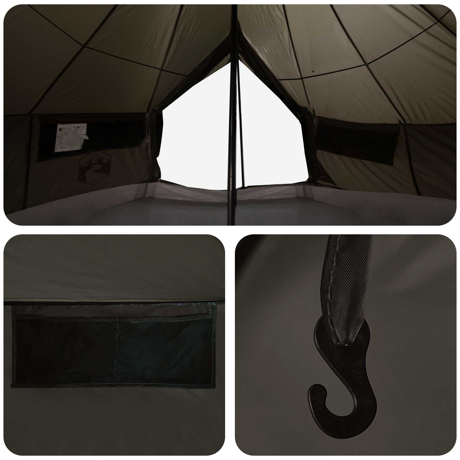 Tenda Tipi 20 persona Marrone Grigio Poliestere e Acciaio