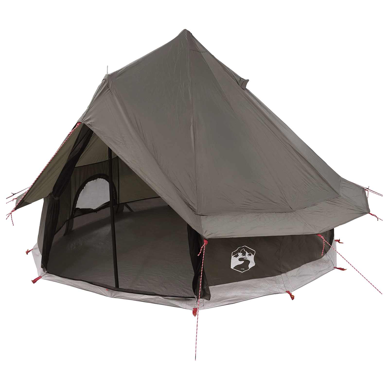 Tenda Tipi 4 persona Marrone Grigio Poliestere e Acciaio