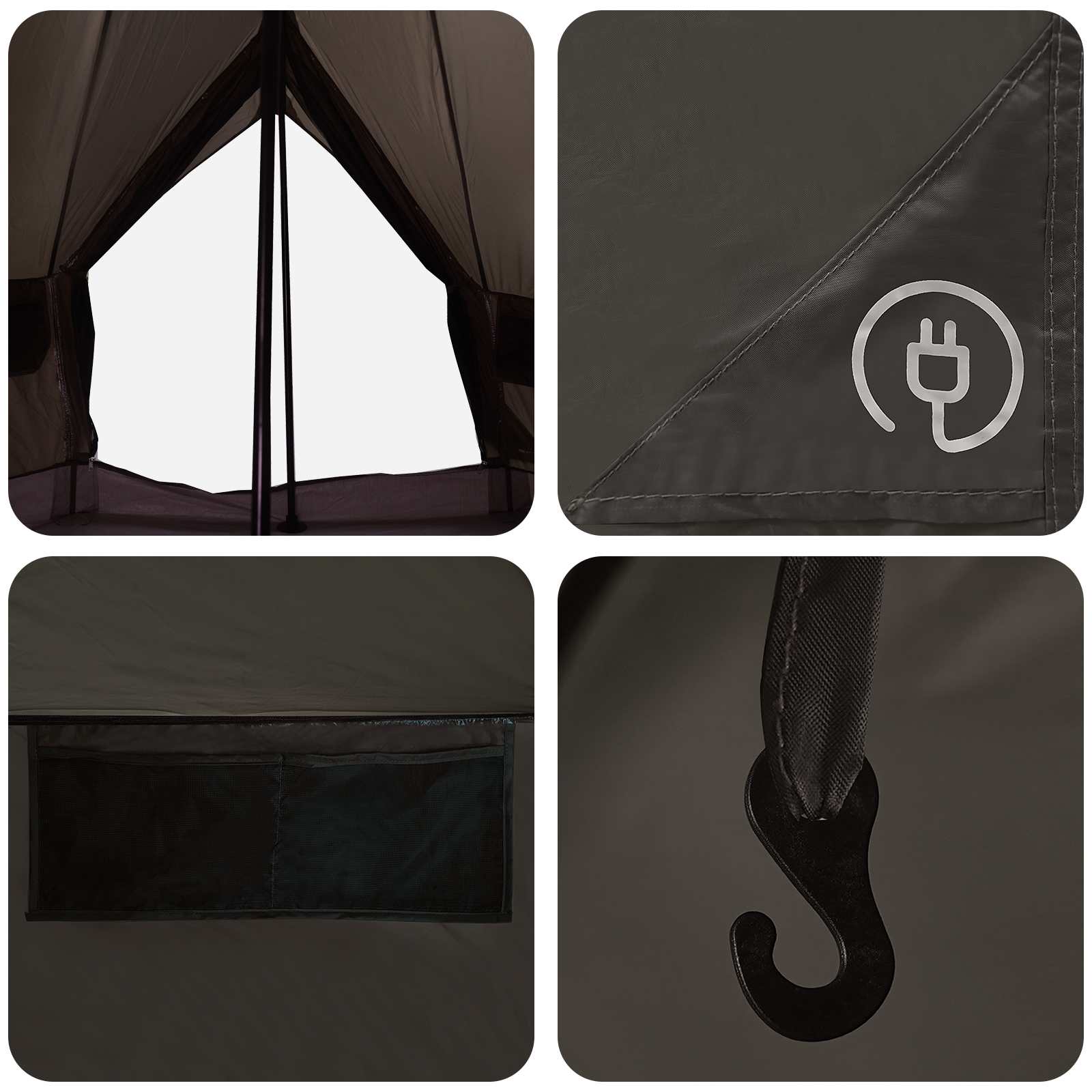 Tenda Tipi 4 persona Marrone Grigio Poliestere e Acciaio