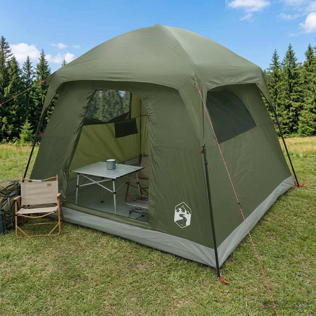 Tenda Capanna 4 persona Verde Oliva Poliestere e Acciaio