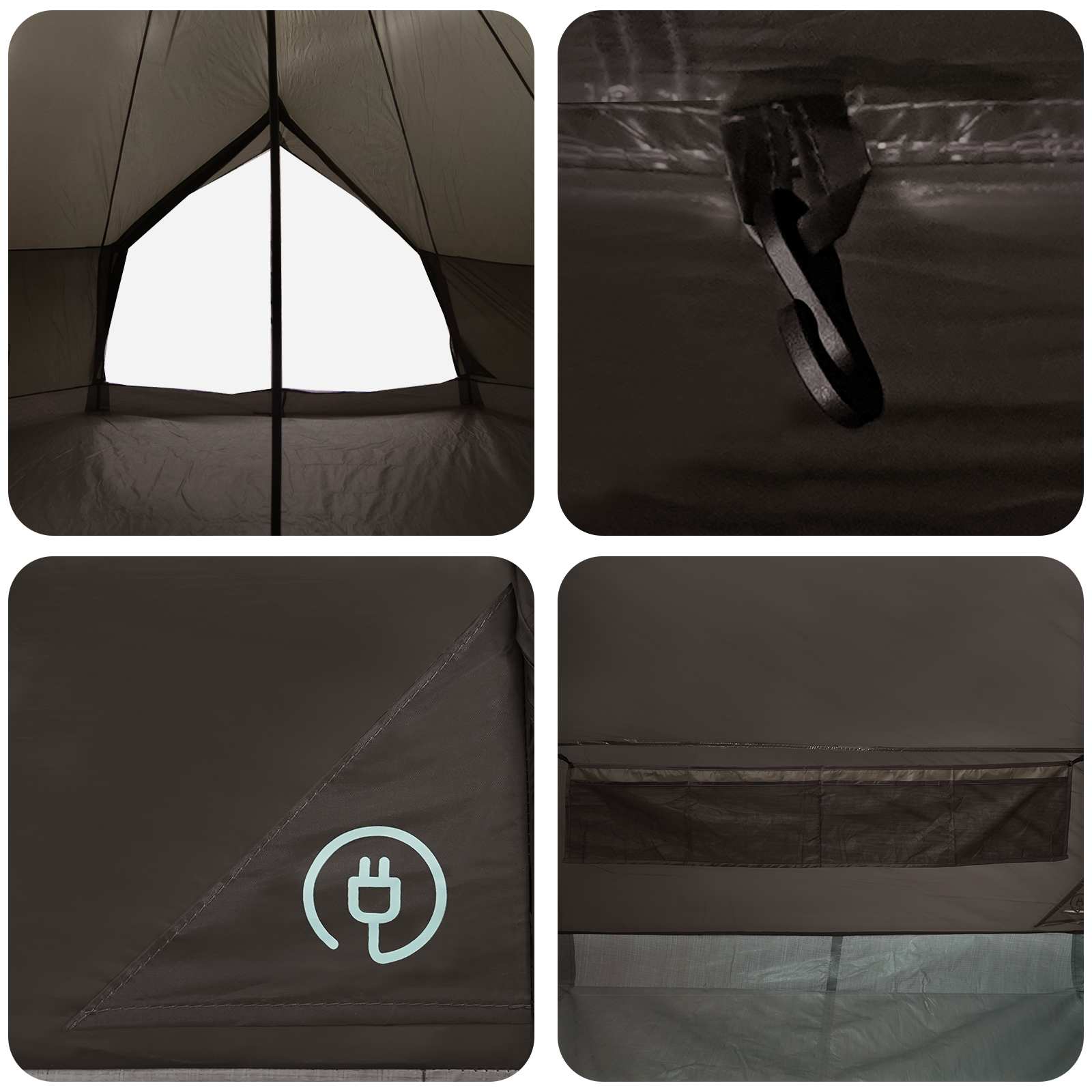 Tenda Tipi 6 persona Marrone Grigio Poliestere e Acciaio