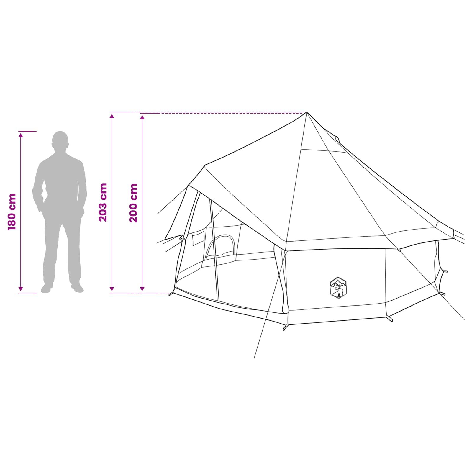 Tenda Tipi 6 persona Marrone Grigio Poliestere e Acciaio