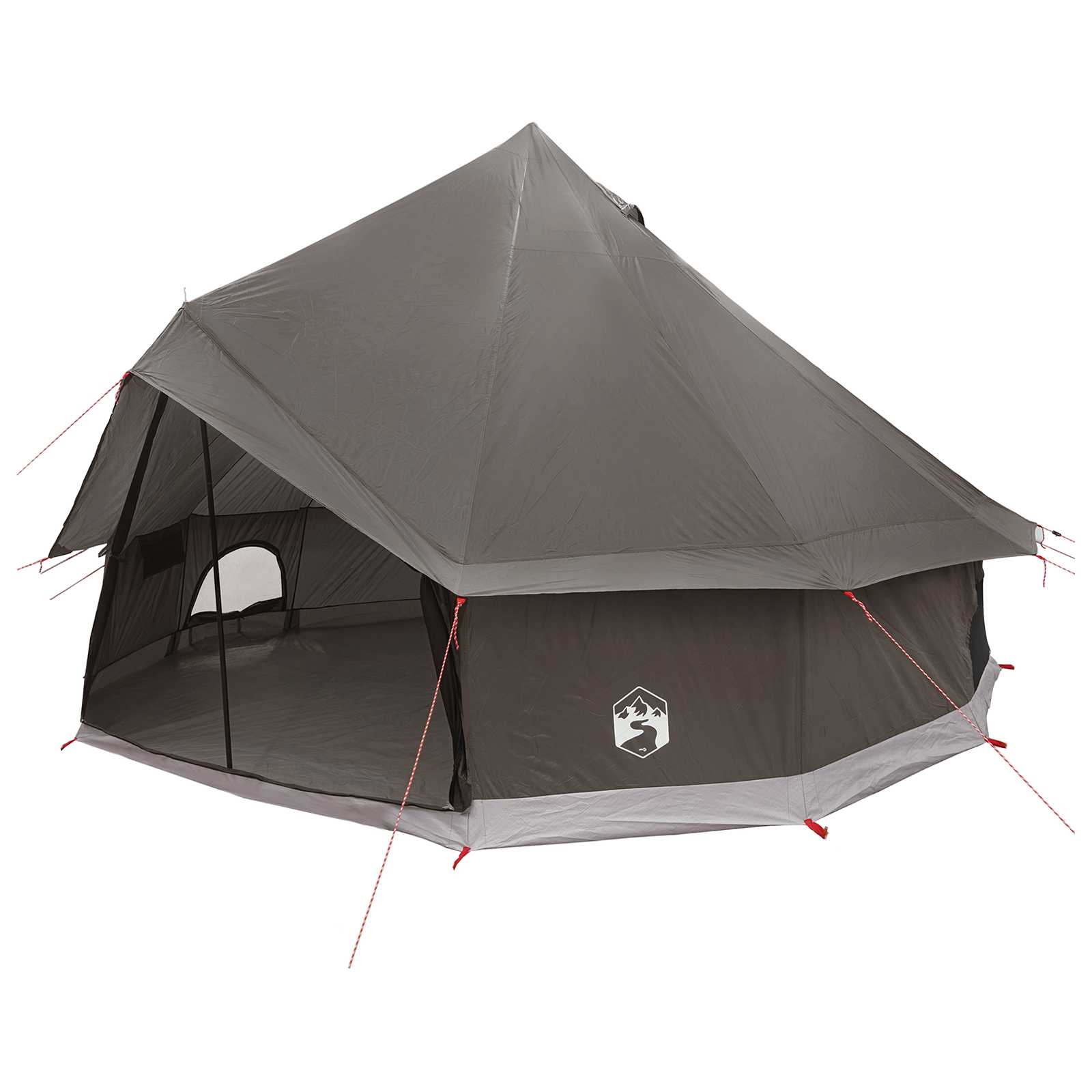 Tenda Tipi 6 persona Marrone Grigio Poliestere e Acciaio