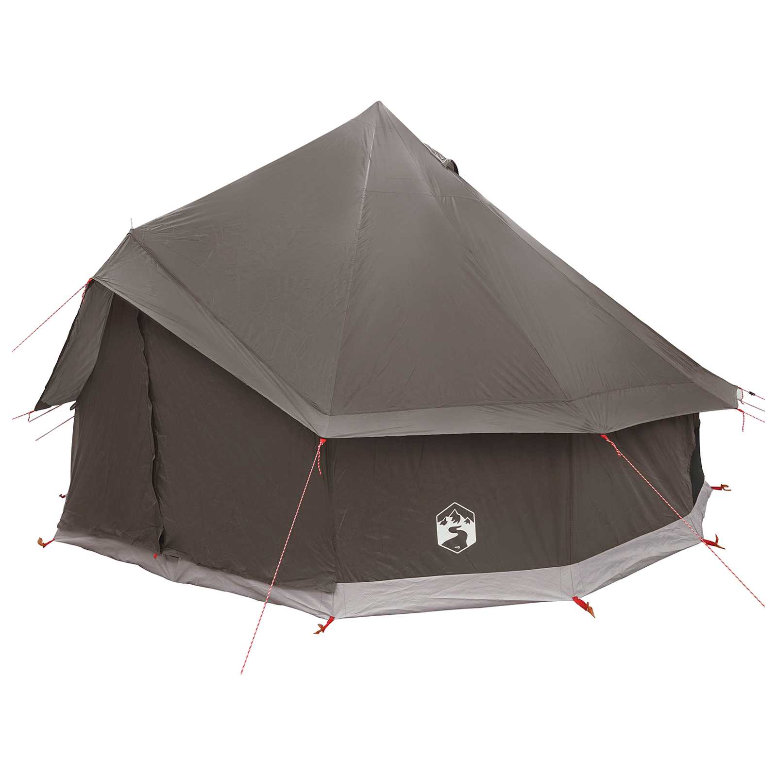 Tenda Tipi 6 persona Marrone Grigio Poliestere e Acciaio
