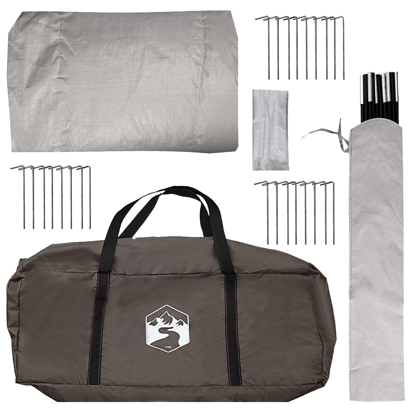 Tenda Tipi 6 persona Marrone Grigio Poliestere e Acciaio