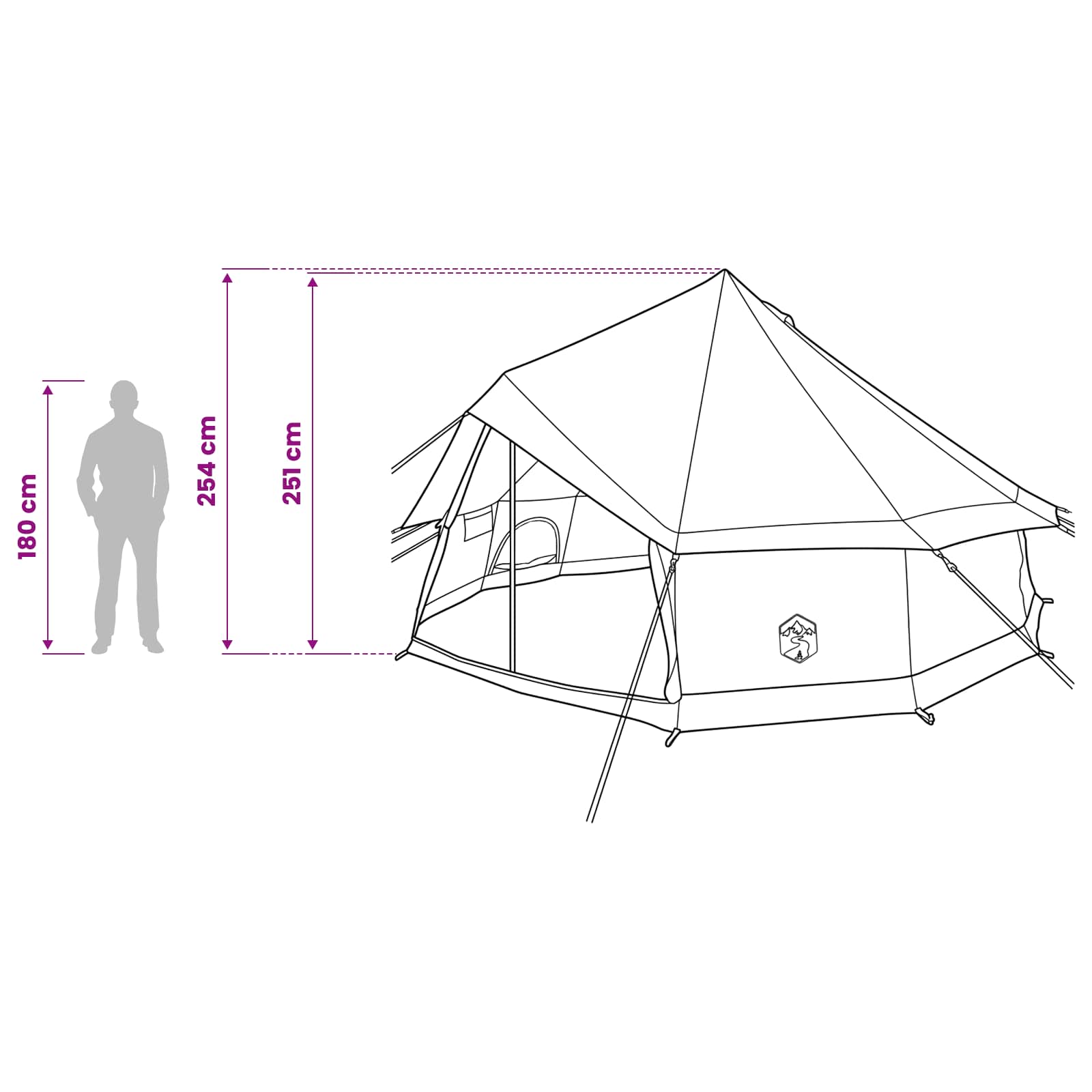 Tenda Tipi 8 persona Verde militare Poliestere e Acciaio
