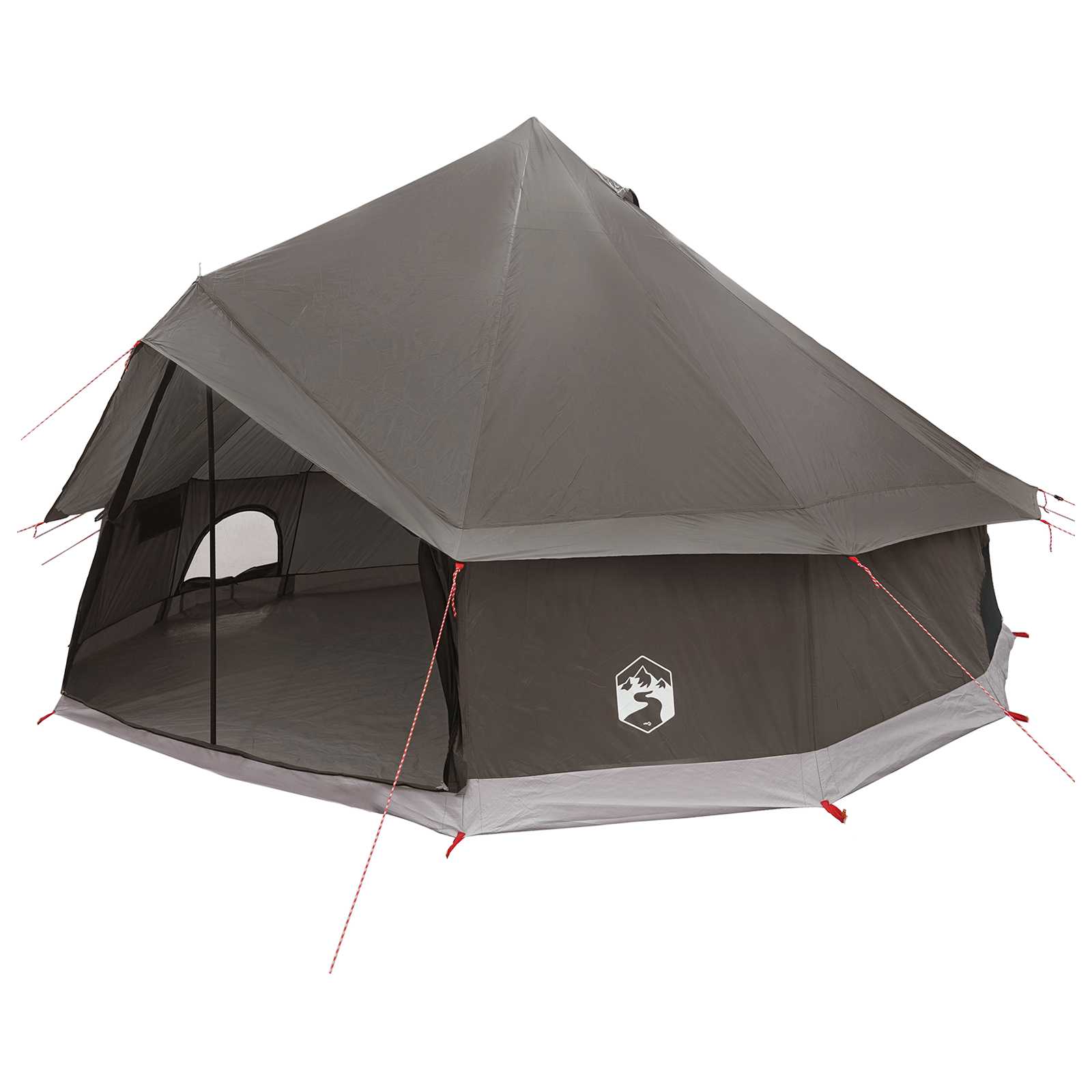 Tenda Tipi 8 persona Marrone Grigio Poliestere e Acciaio