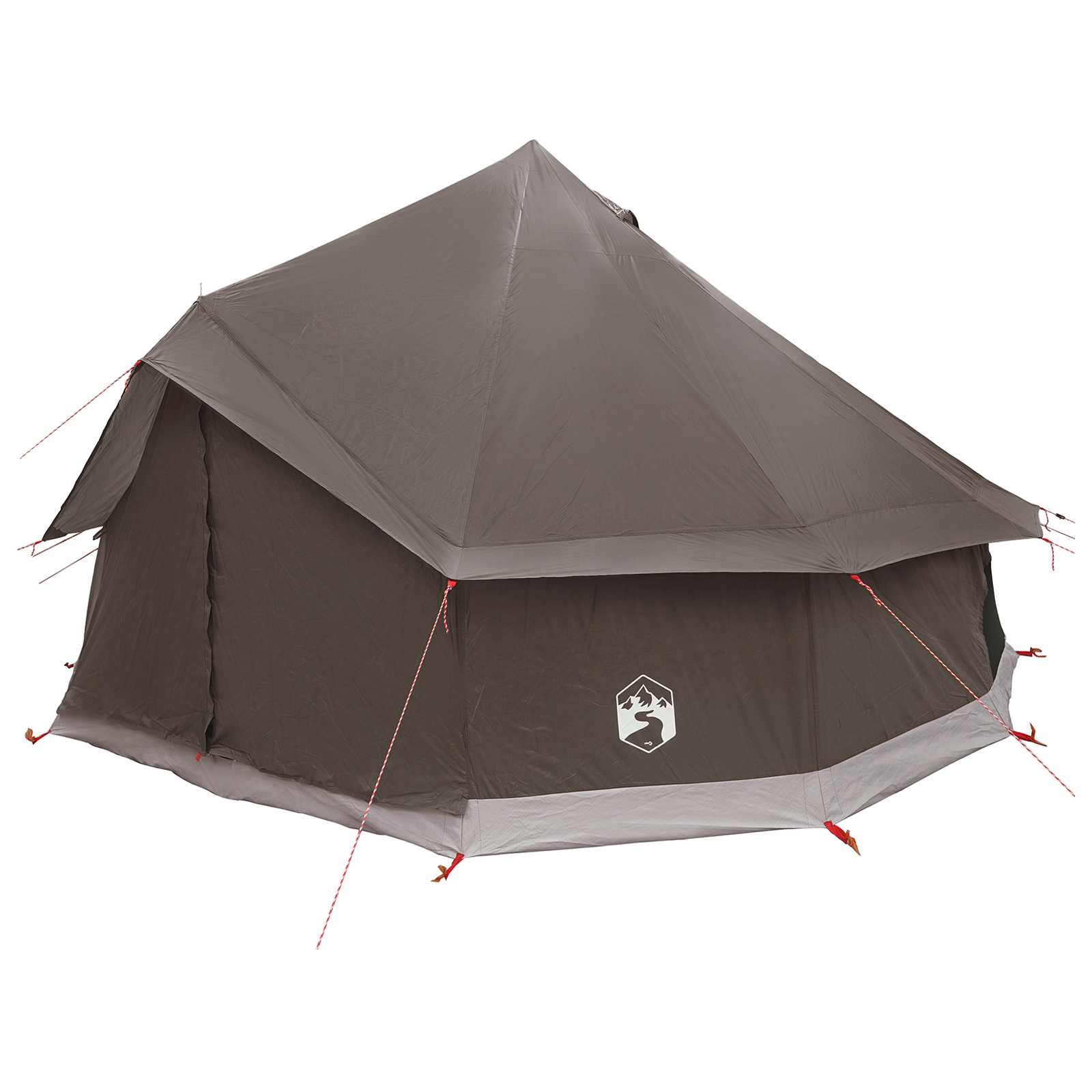 Tenda Tipi 8 persona Marrone Grigio Poliestere e Acciaio
