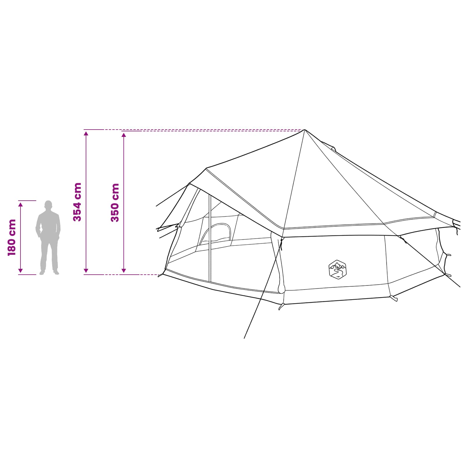 Tenda Tipi 12 persona Verde militare Poliestere e Acciaio