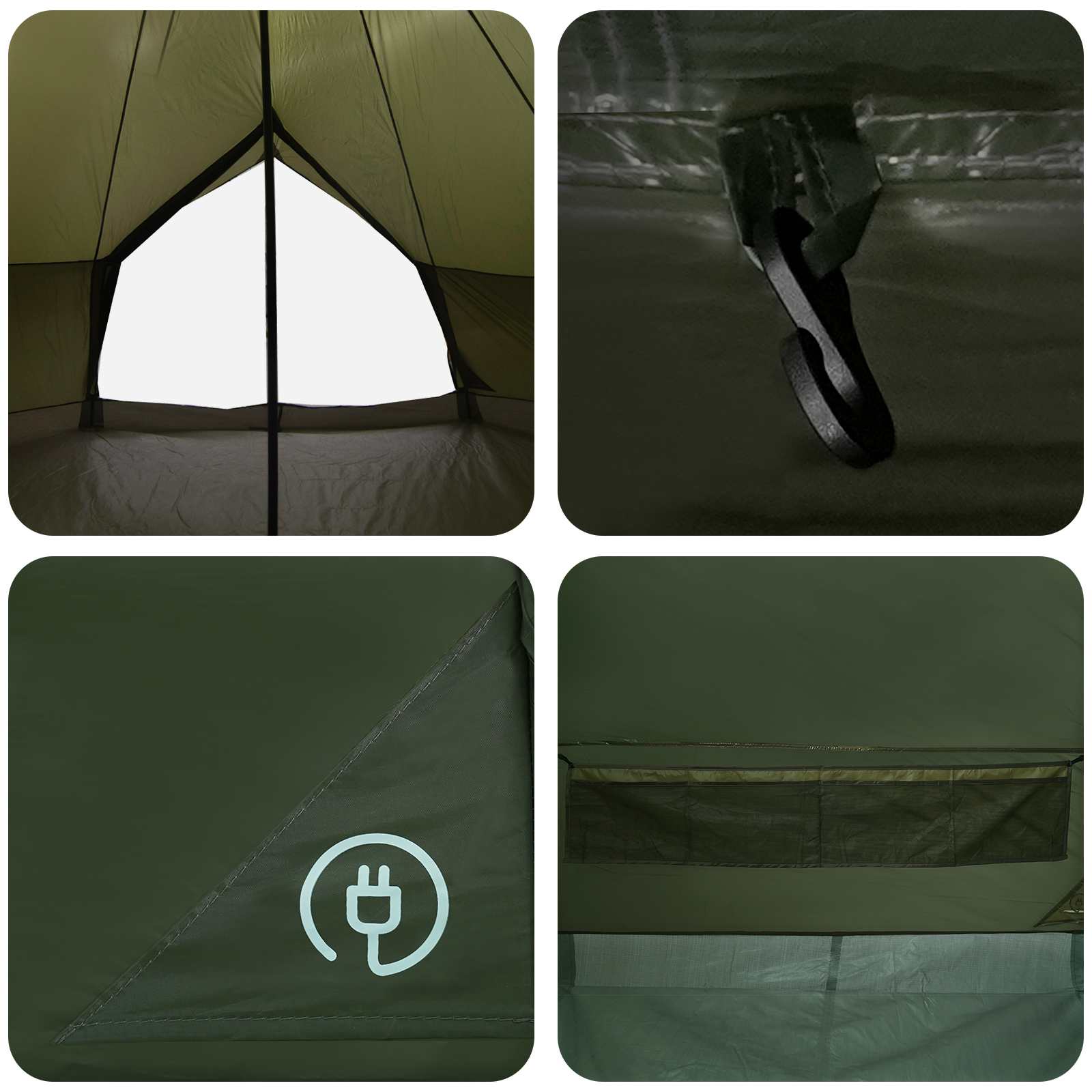 Tenda Tipi 10 persona Verde militare Poliestere e Acciaio