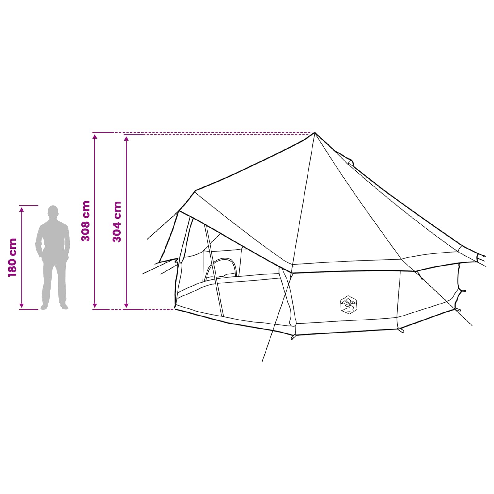 Tenda Tipi 10 persona Marrone Grigio Poliestere e Acciaio