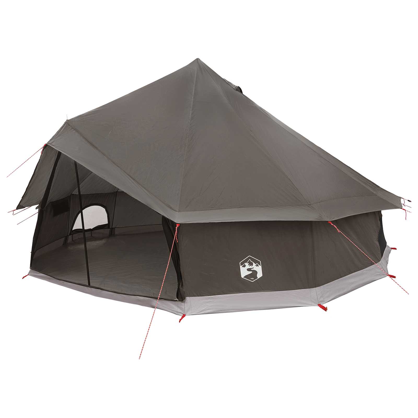Tenda Tipi 10 persona Marrone Grigio Poliestere e Acciaio