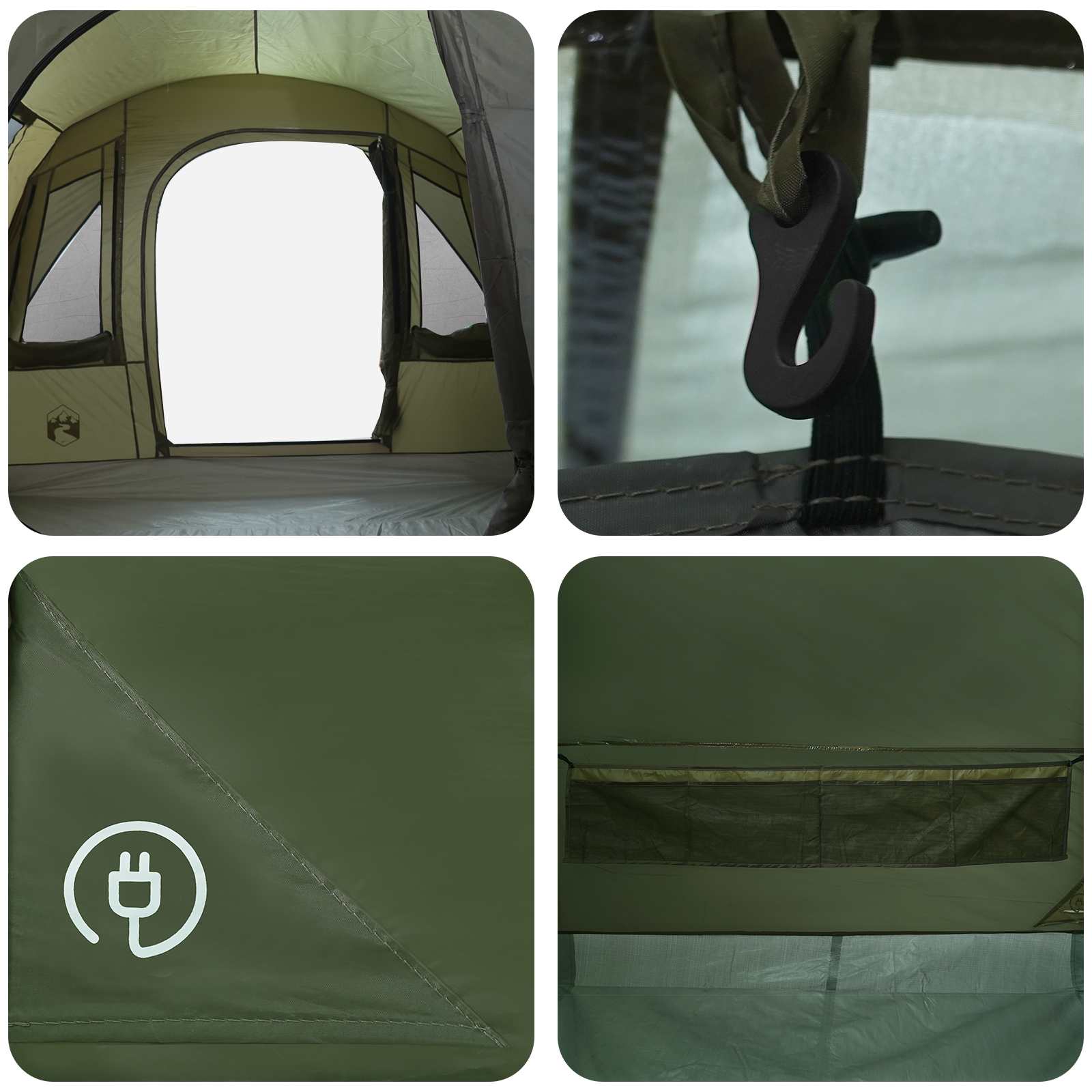 Tenda a tunnel 3 persona Verde Oliva Poliestere e Acciaio