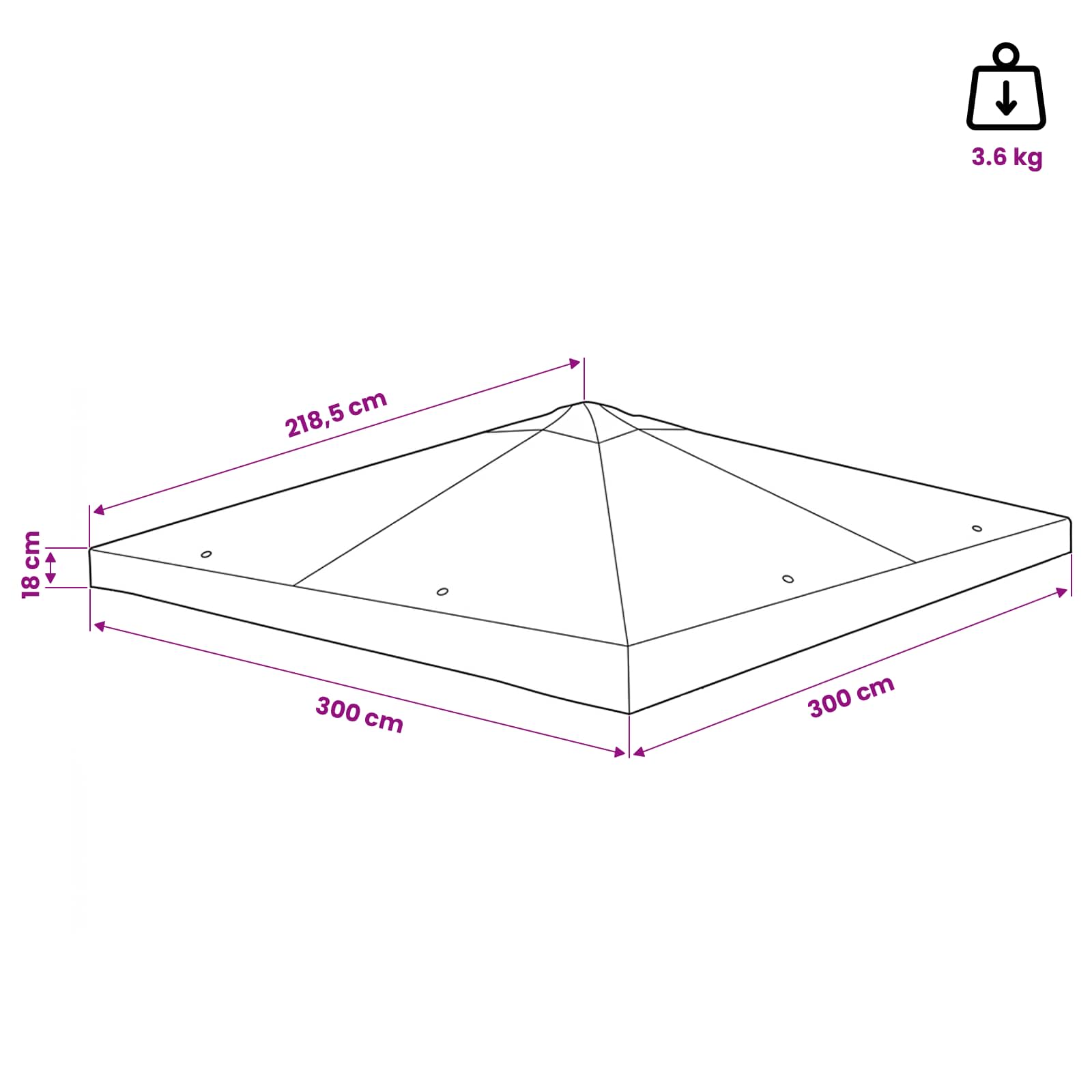 Copertura per Gazebo Tortora 300 x 300 cm Poliestere e Acciaio