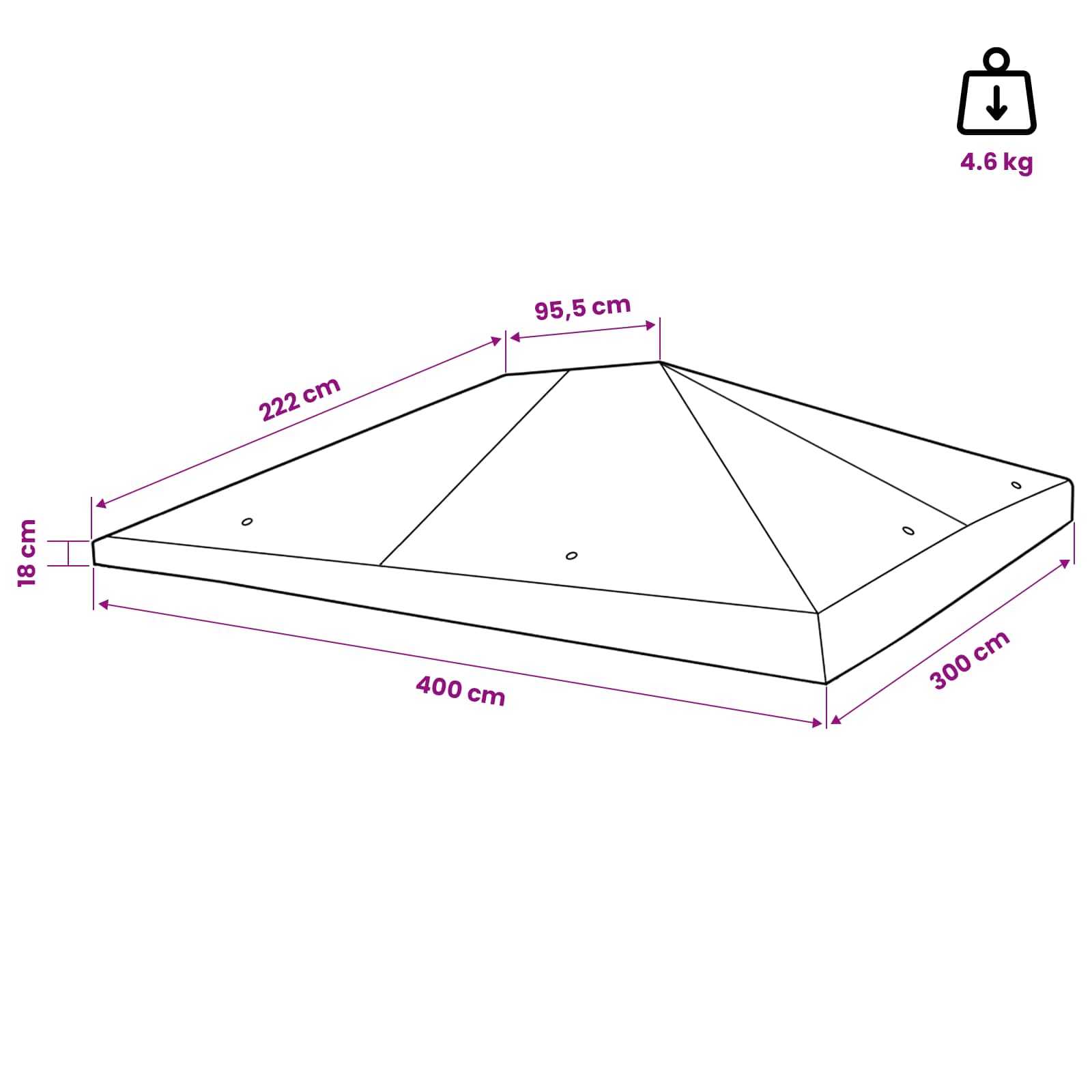 Copertura per Gazebo 300 x 400 cm Blu
