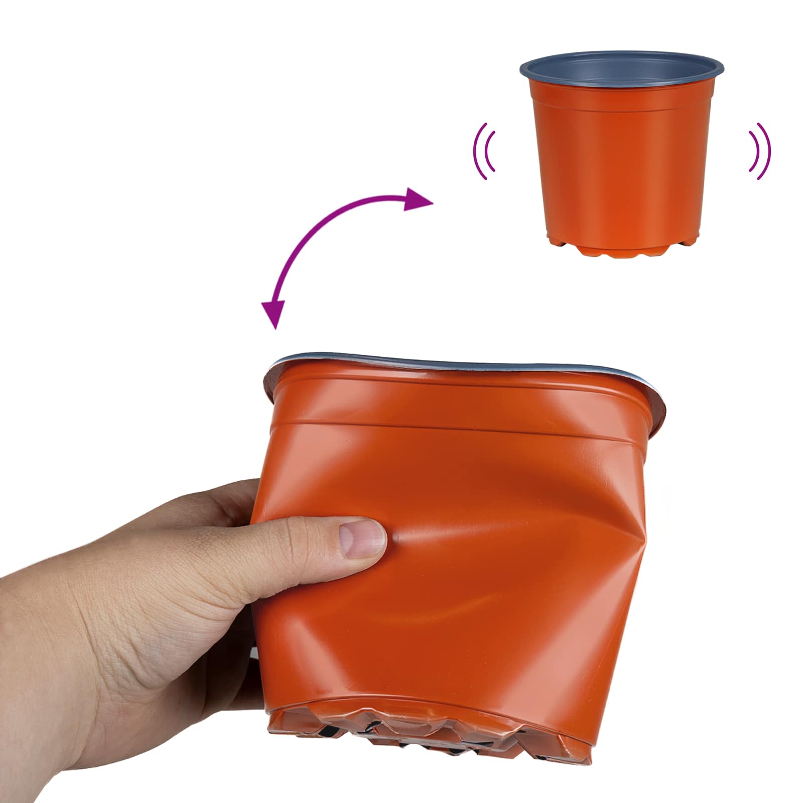 Vaso Rotondo per Fiori 100 pz Terracotta Ø 15 x 13 cm Plastica