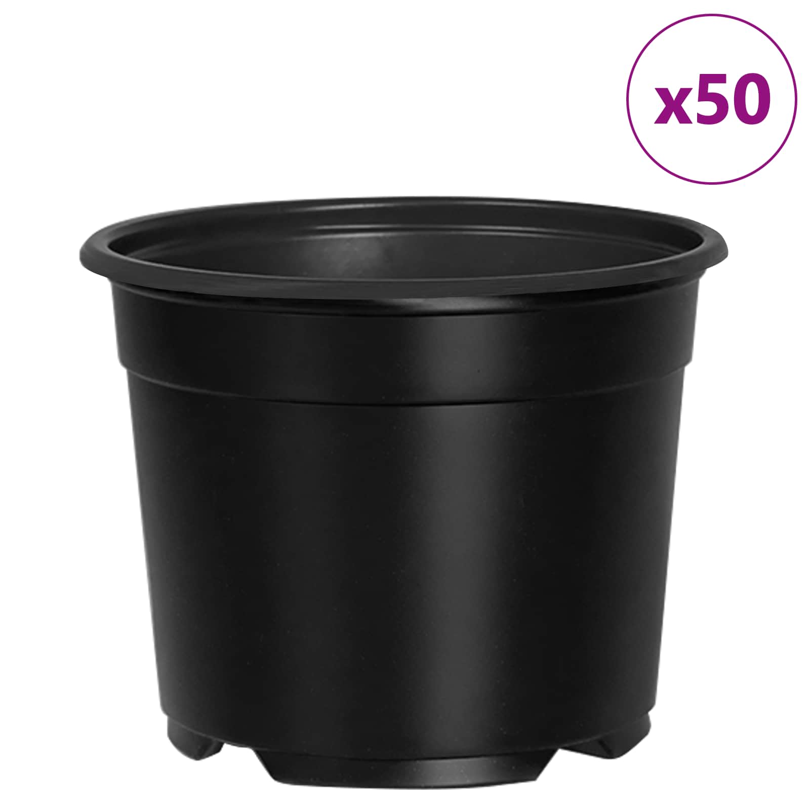 Vaso Rotondo per Fiori 50 pz Nero Ø 10 x 8 cm Plastica