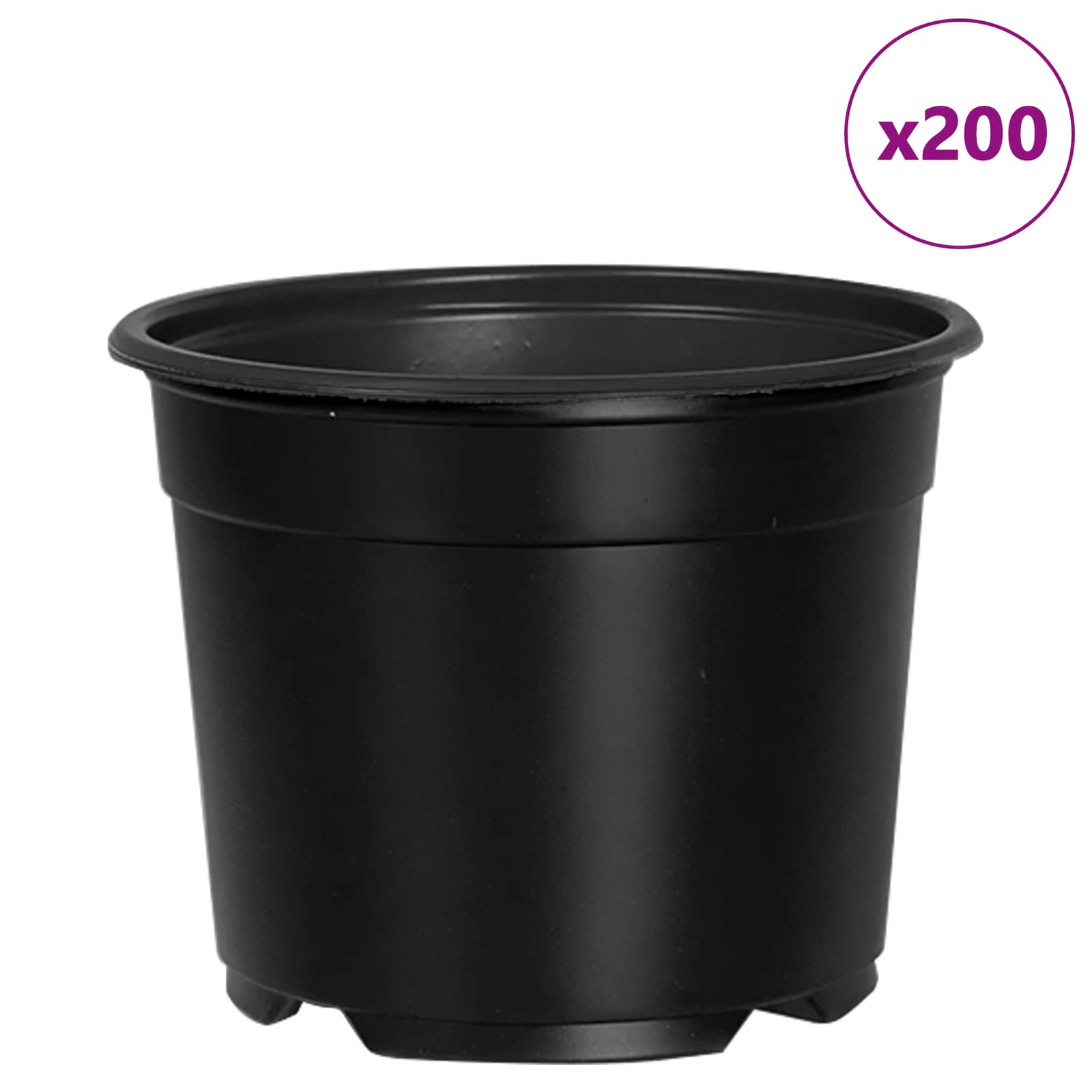 Vaso Rotondo per Fiori 200 pz Nero Ø 10 x 8 cm Plastica