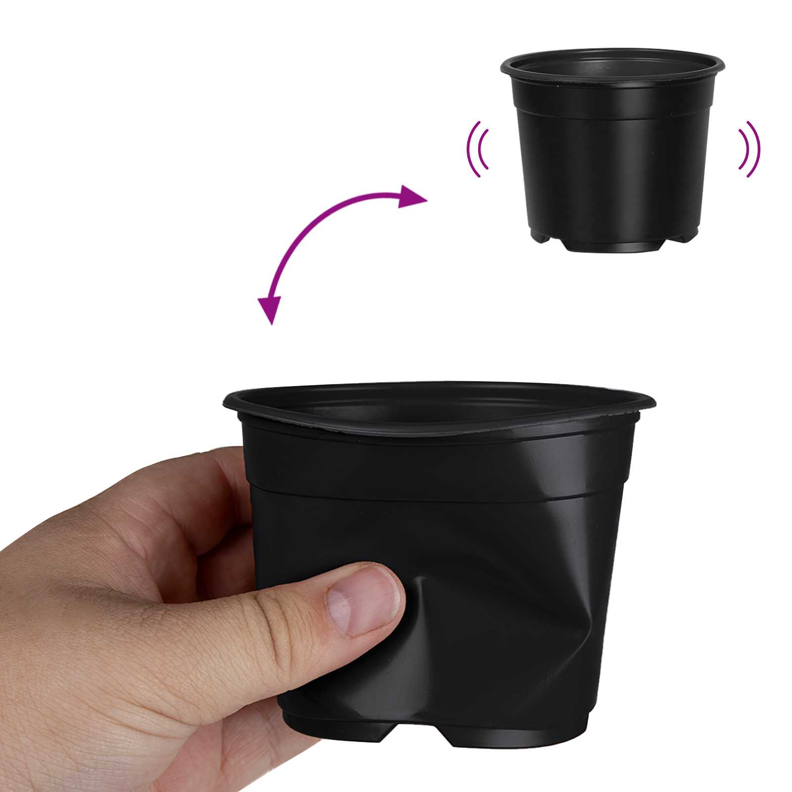 Vaso Rotondo per Fiori 200 pz Nero Ø 10 x 8 cm Plastica