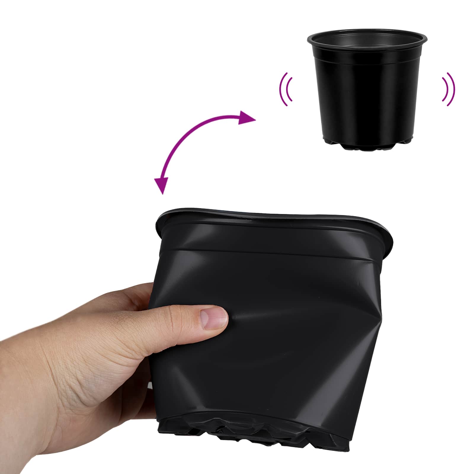 Vaso Rotondo per Fiori 50 pz Nero Ø 15 x 13 cm Plastica