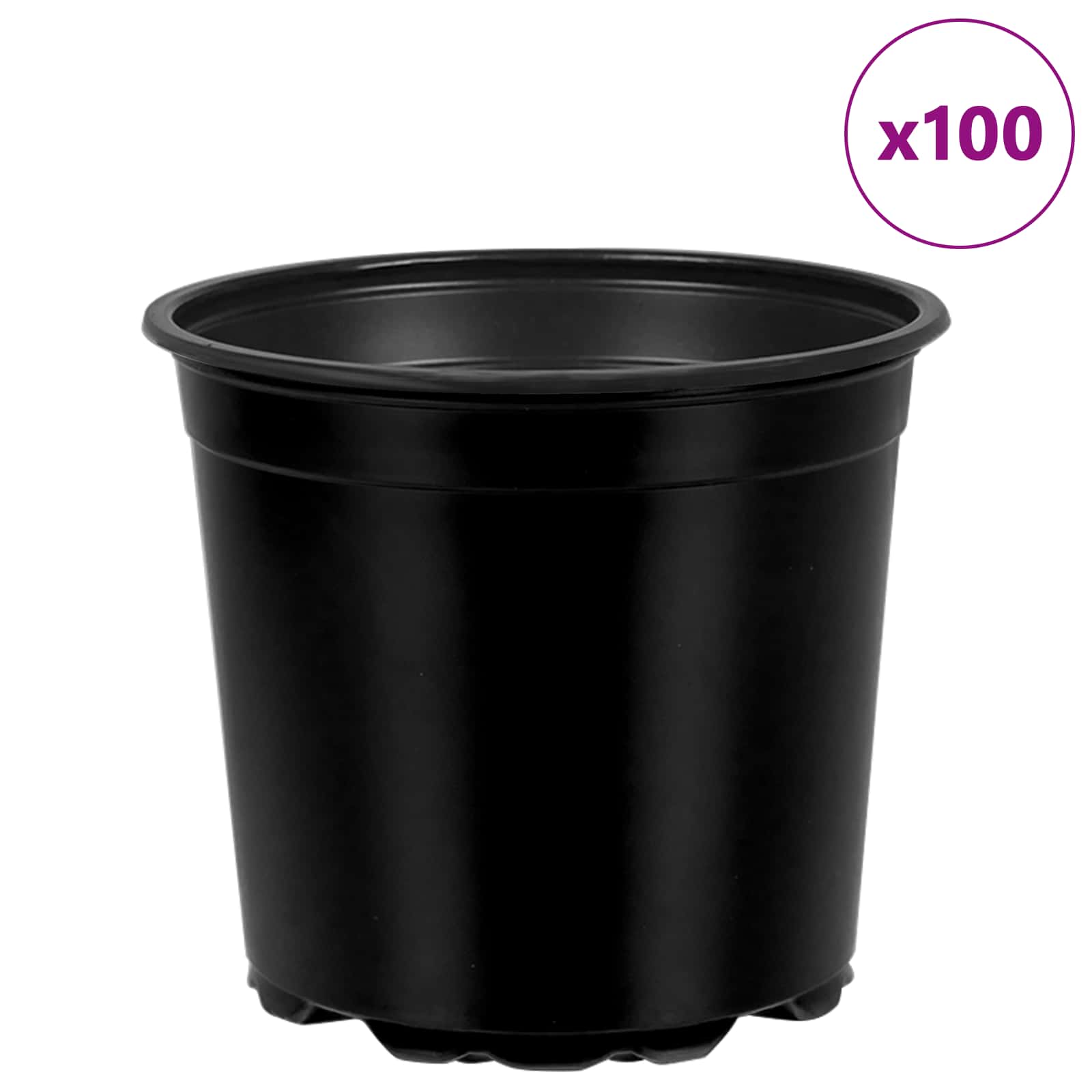 Vaso Rotondo per Fiori 100 pz Nero Ø 15 x 13 cm Plastica