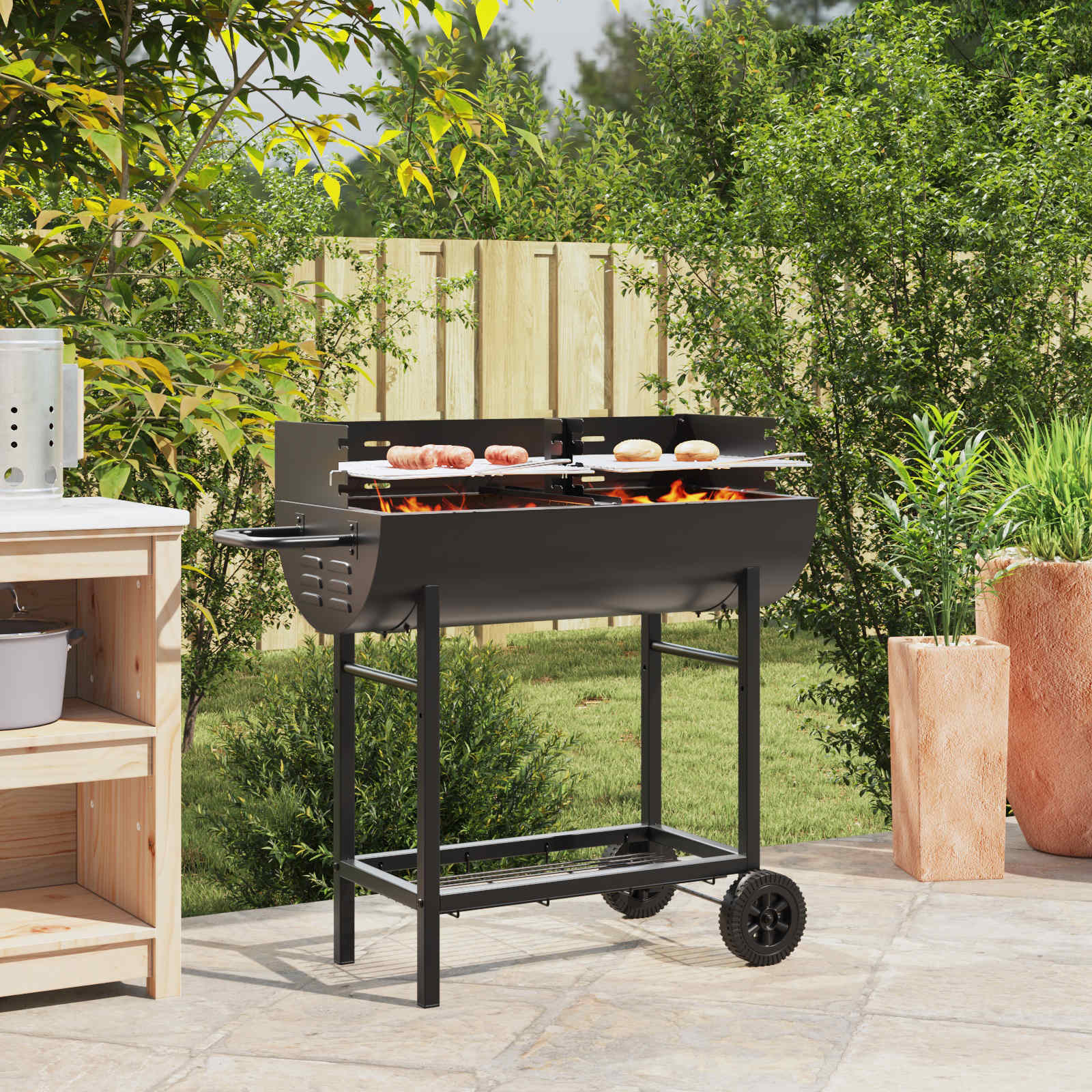griglia a carbone 96,5 x 42,5 x 88,5 cm Nero