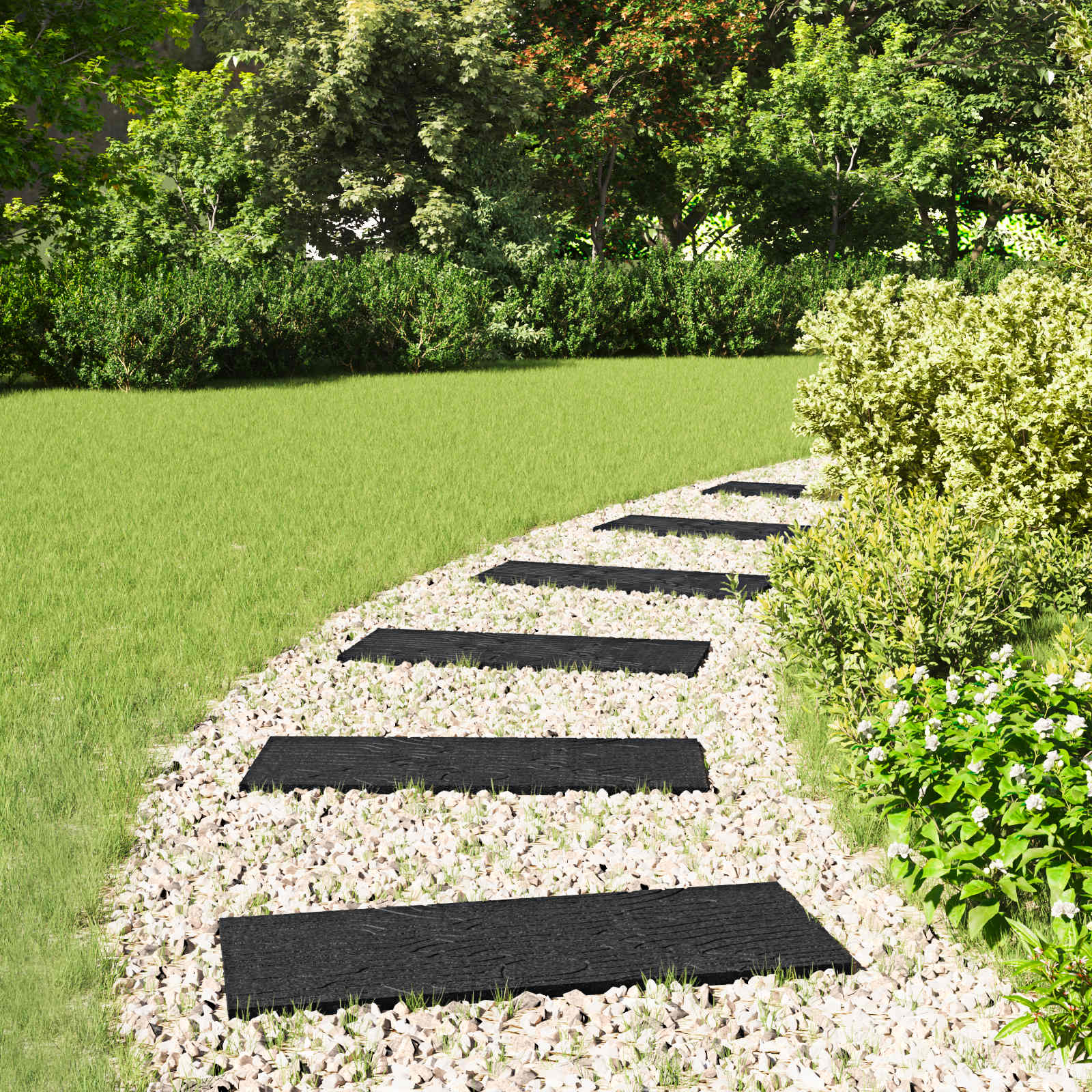 Pietra da Passo 6 pz Nero 60,5 x 25 x 2 cm Gomma