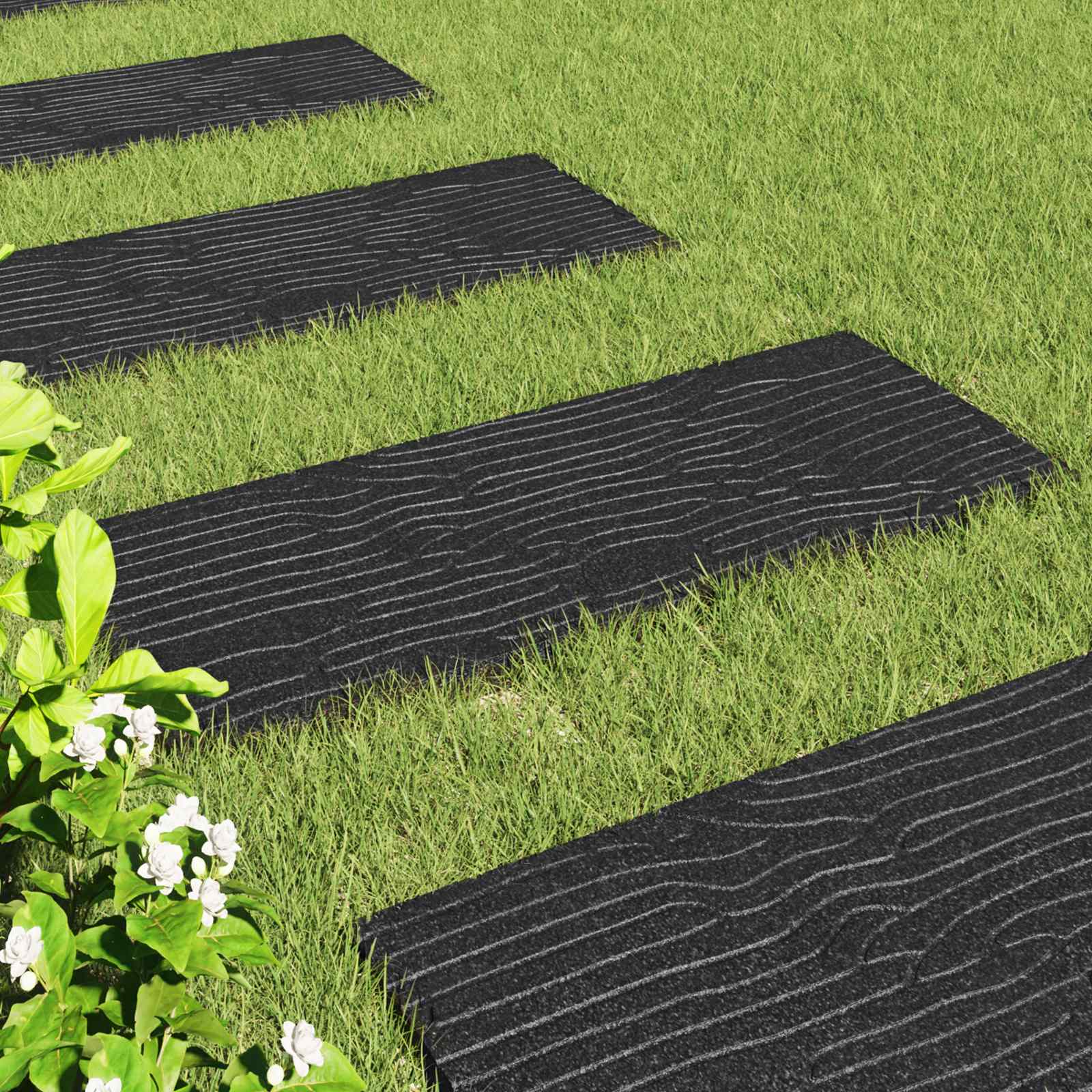 Pietra da Passo 6 pz Nero 60,5 x 25 x 2 cm Gomma
