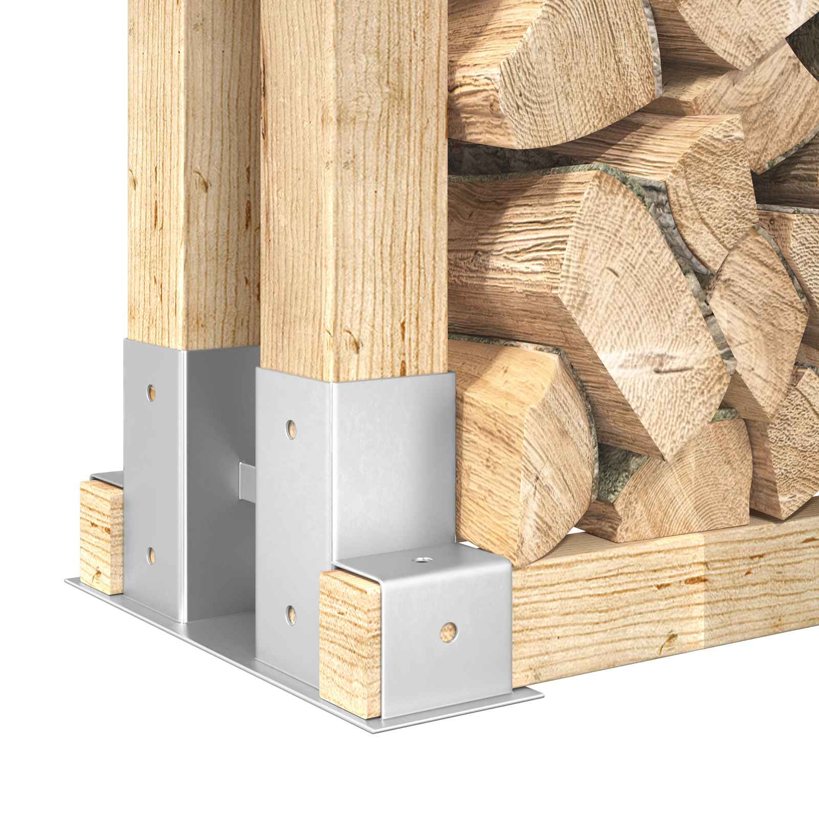 Aiuto per Impilare Legna 12 pz Argento 34 x 10 x 15 cm Acciaio