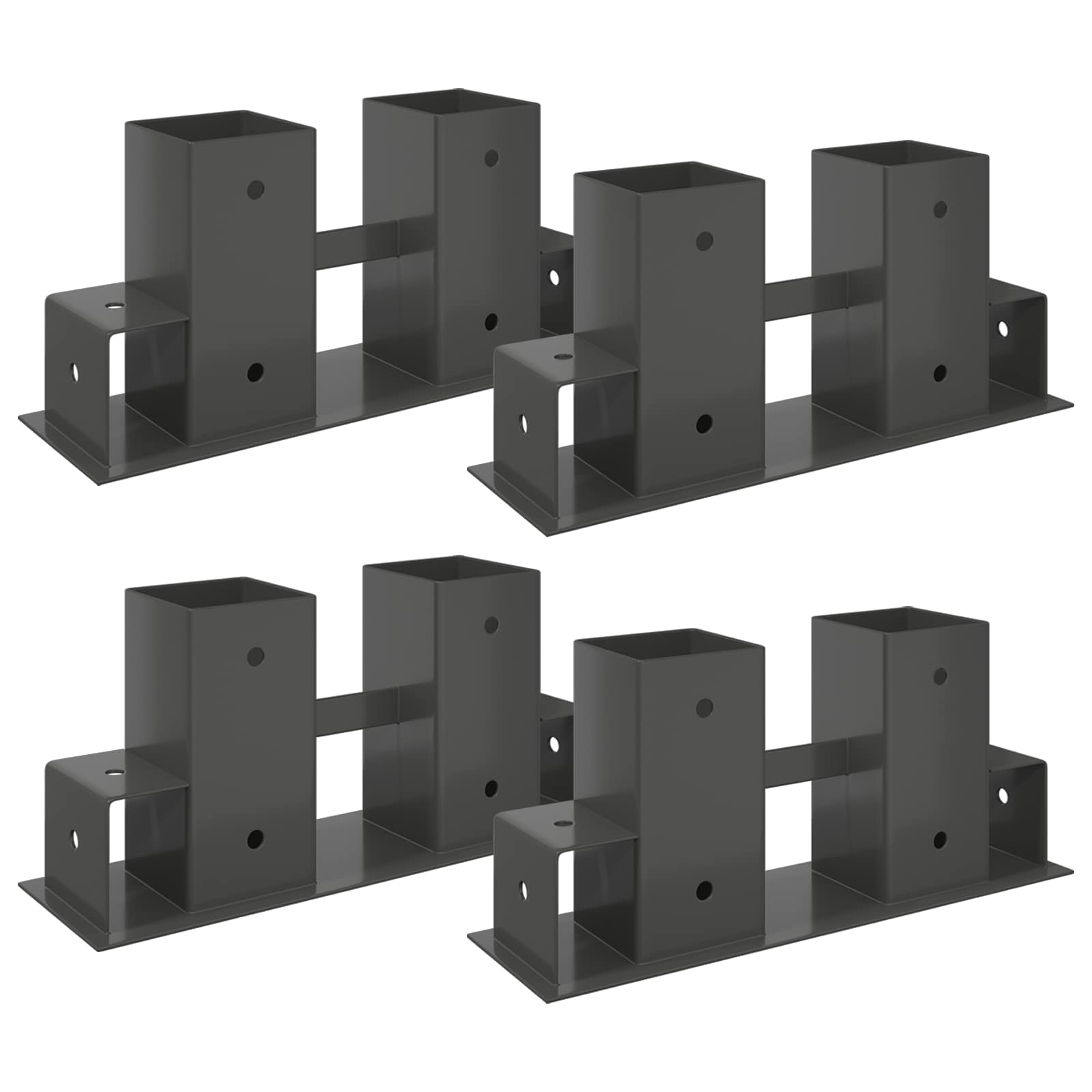 Aiuto per Impilare Legna 4 pz Antracite 34 x 10 x 15 cm Acciaio