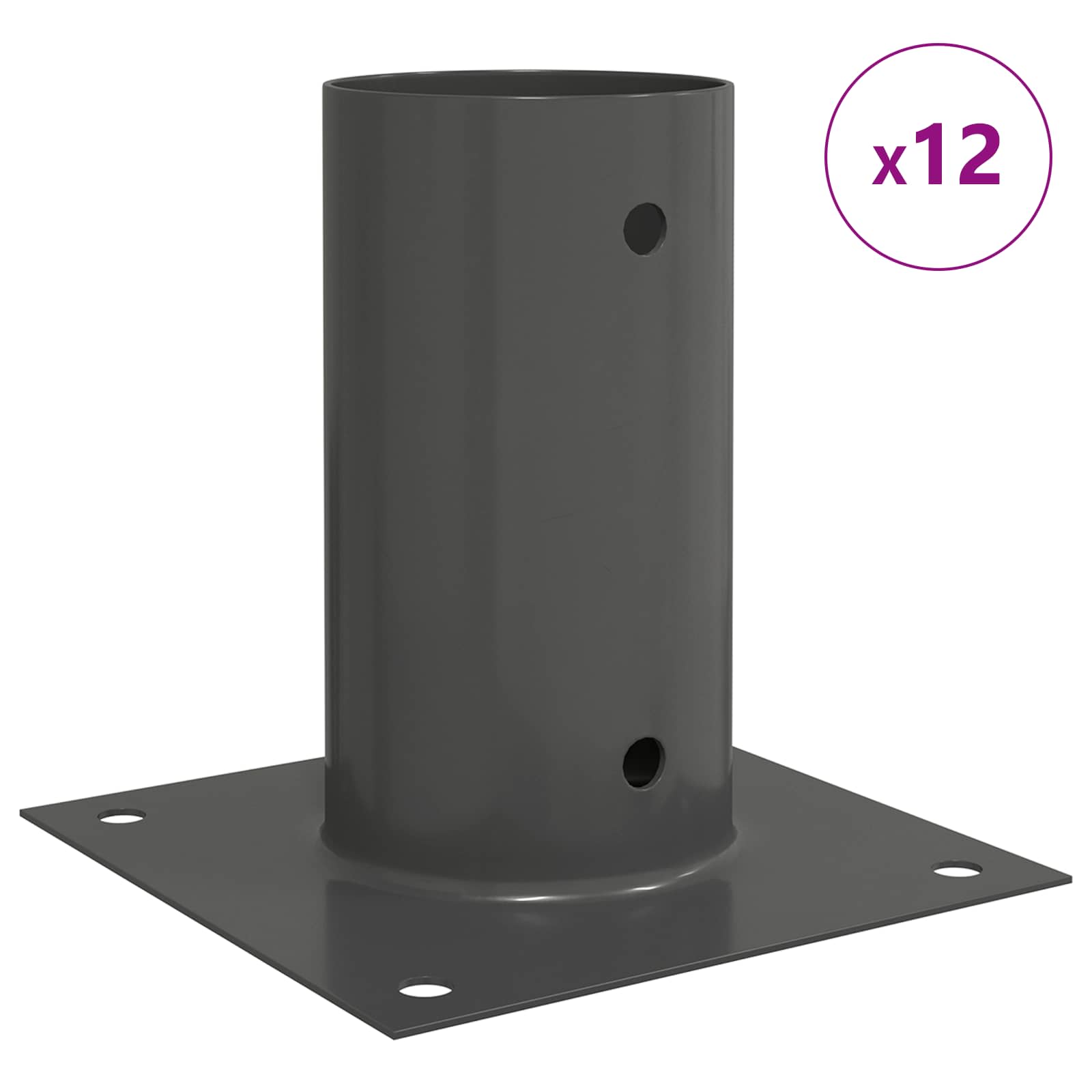 Ancora rotonda per terreno 12 pz Antracite 15 x 15 x 15 cm