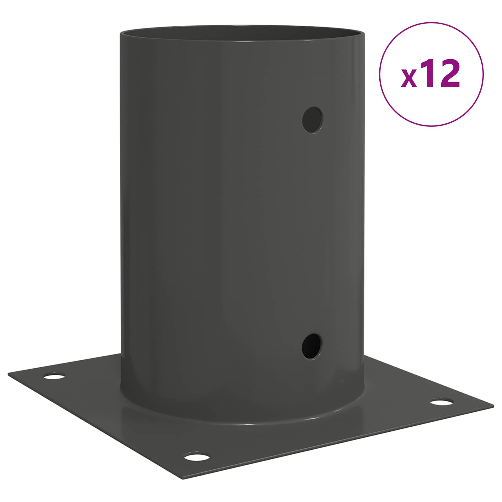 Ancora rotonda per terreno 12 pz Antracite 15 x 15 x 15 cm