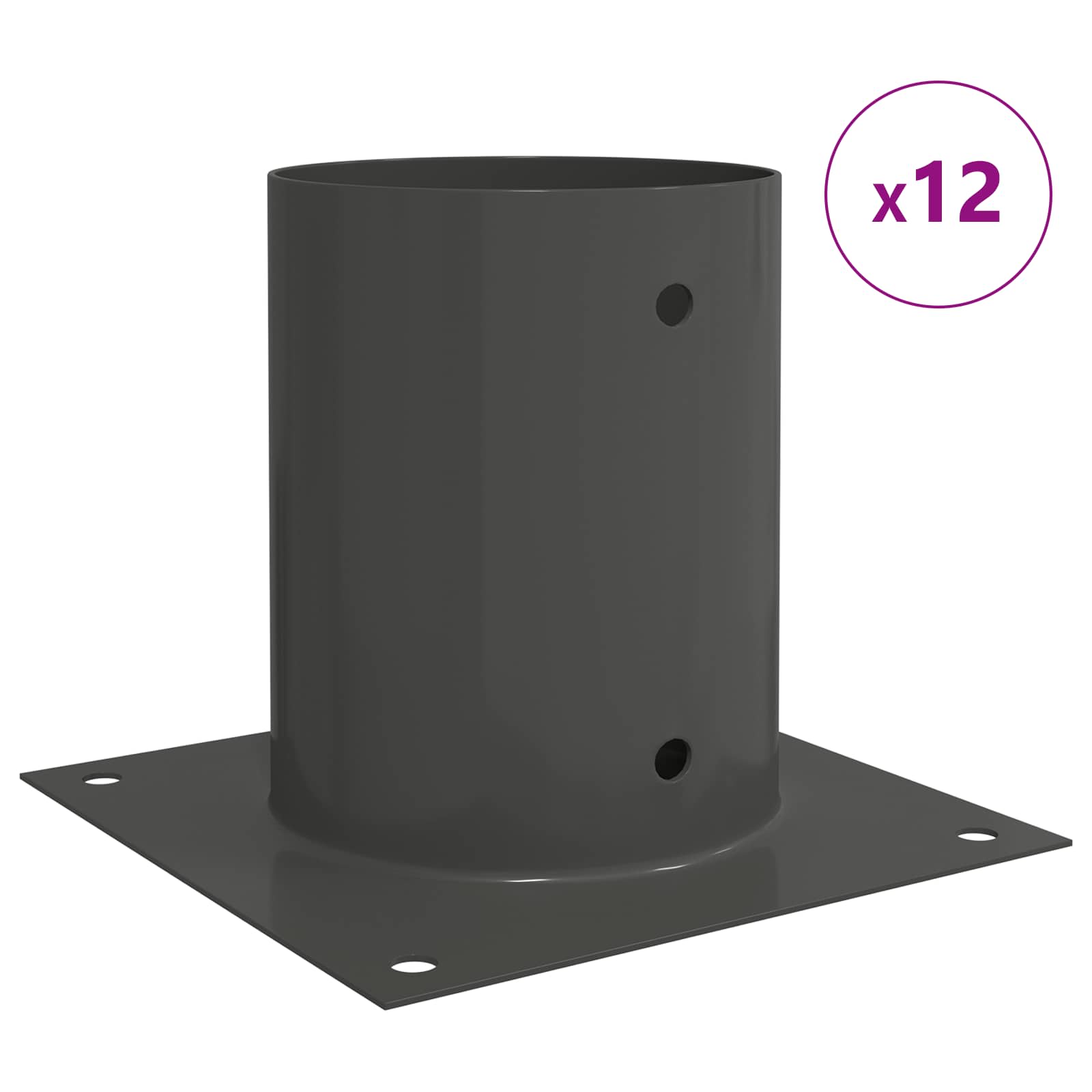 Ancora rotonda per terreno 12 pz Antracite 18 x 18 x15 cm