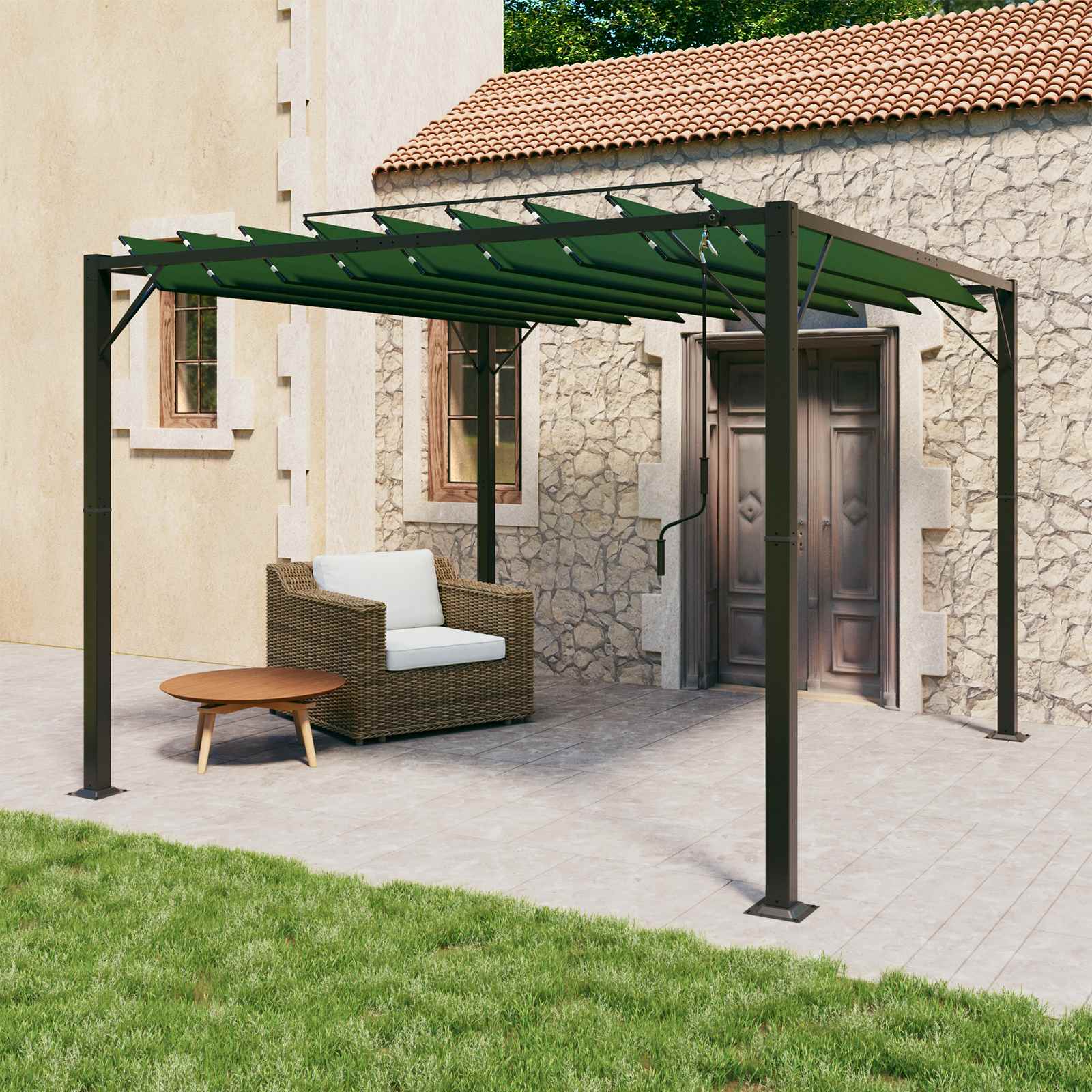 Gazebo con tetto ventilato 3 x 3 x 2,14 m Verde