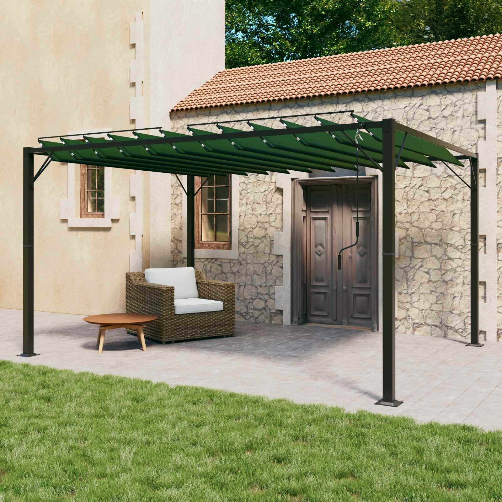 Gazebo con tetto ventilato 3 x 4 x 2,14 m Verde
