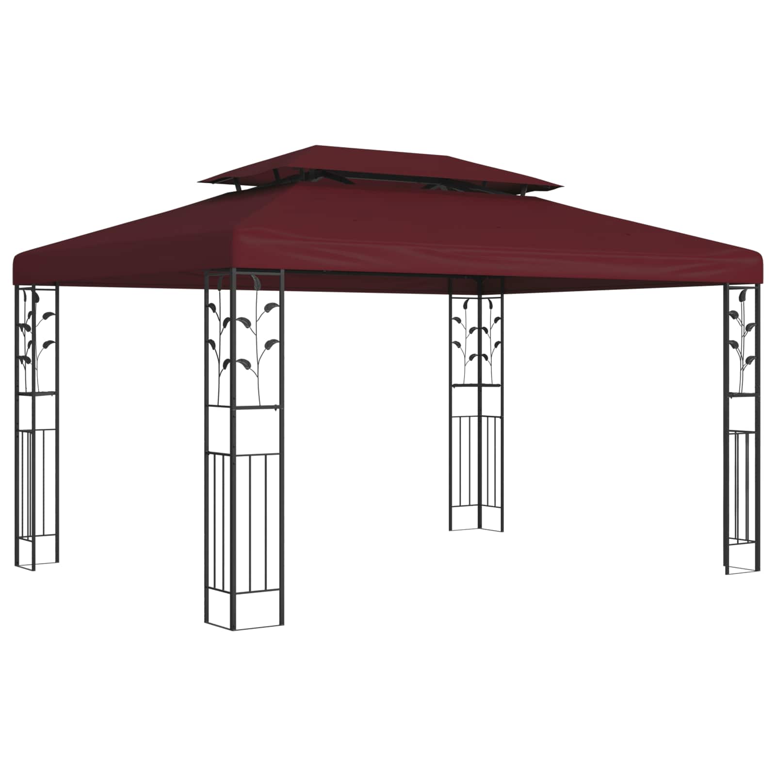 Gazebo 3,97 x 2,96 x 2,68 m Rosso Vino Poliestere e Acciaio