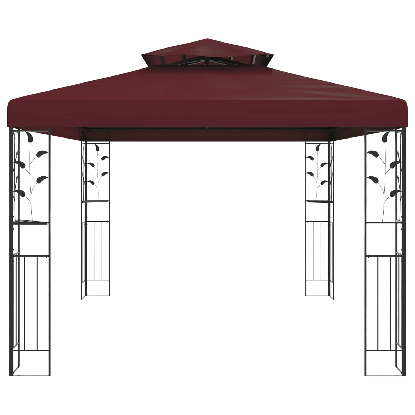 Gazebo 3,97 x 2,96 x 2,68 m Rosso Vino Poliestere e Acciaio