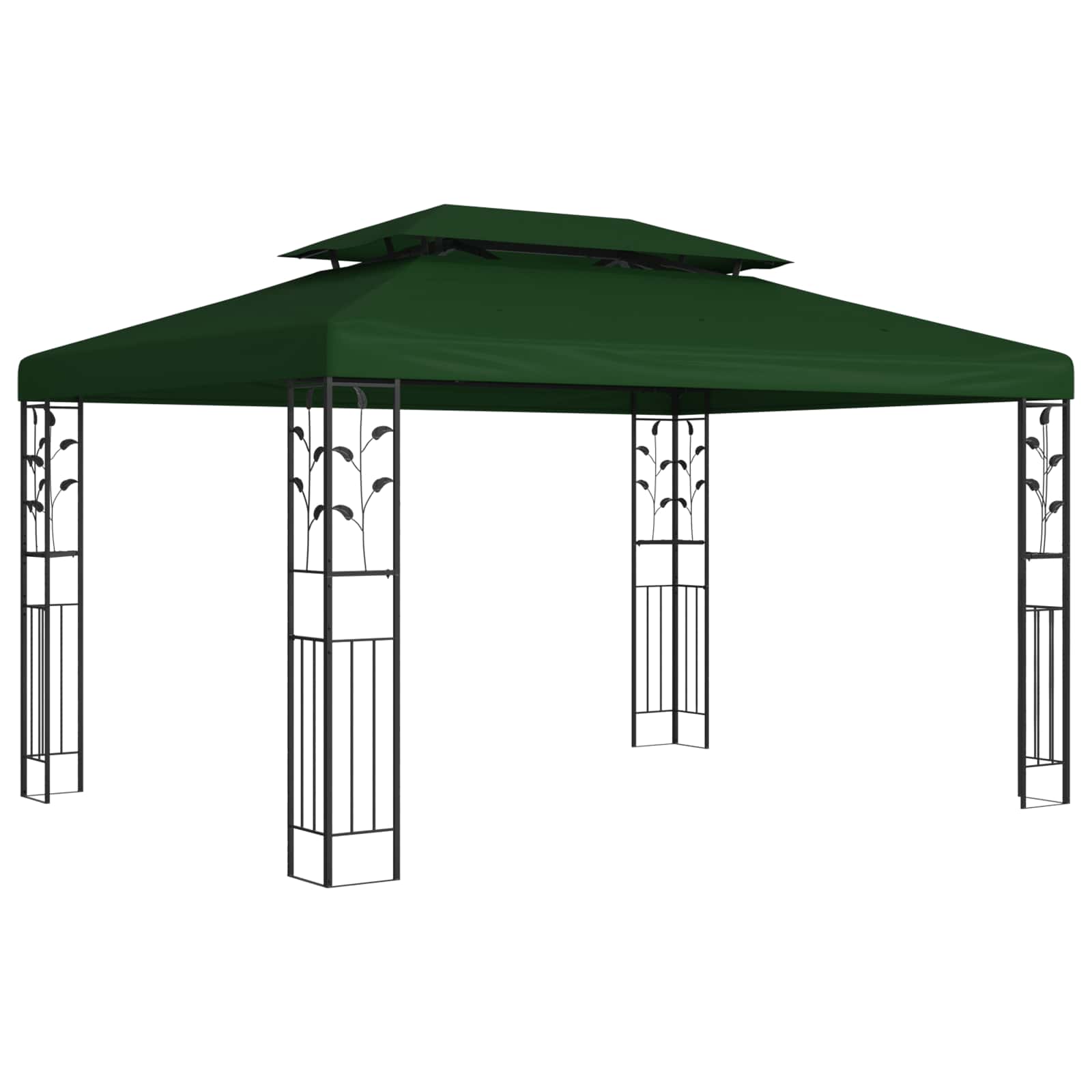 Gazebo 3,97 x 2,96 x 2,68 m Verde Poliestere e Acciaio